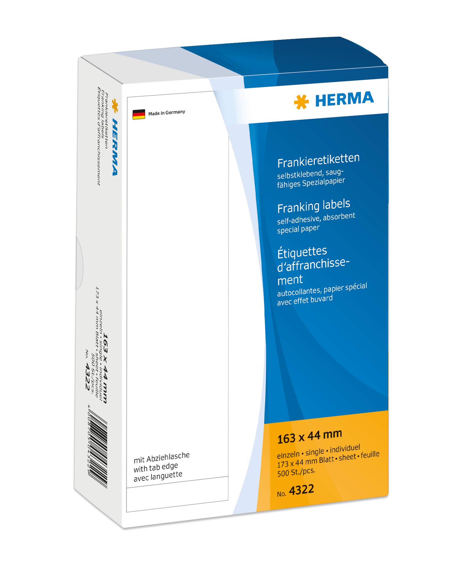 Herma 163 x 44 mm Franking Labels with Tab Edge (Pack of 500)