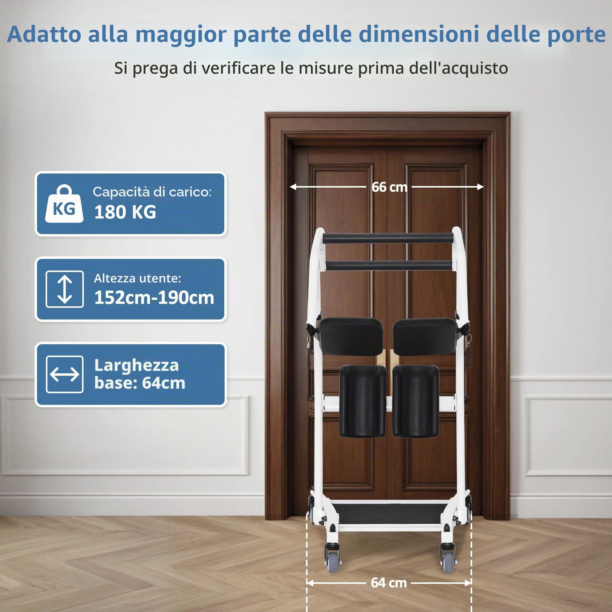 M MCombo sollevatore con cintura di trasferimento, aiuto per alzarsi dal letto per anziani, assistenza trasferimento 180KG, STA447BK