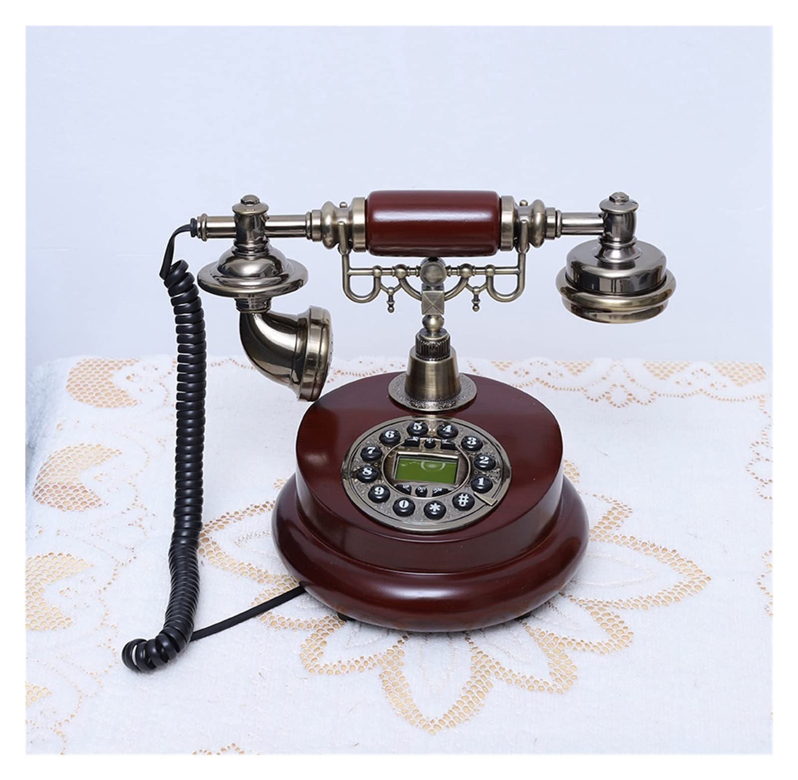 Różowy telefon retro dla seniorów Klasyczny zabytkowy telefon stacjonarny z obrotową tarczą i zestawem głośnomówiącym do domu/biura/hotelu Antyczne telefony