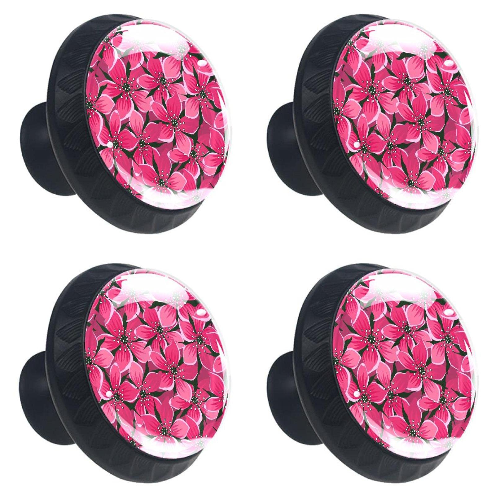 Boutons de tiroir en cristal au motif floral rose pour embellir la chambre des enfants