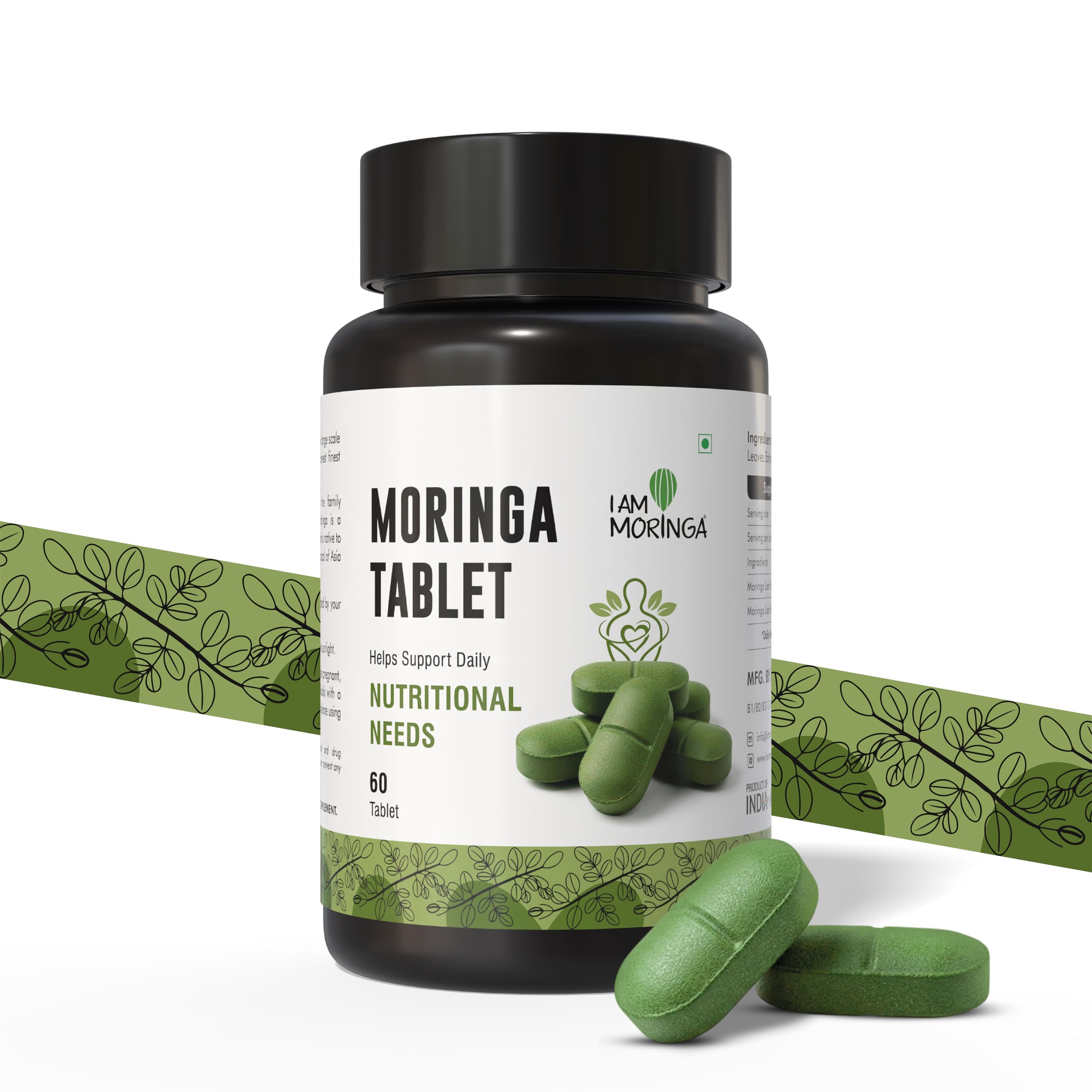 Pure Moringa Tablets 60 Tabs 500 mg, Drumstick Leaves Extract Rich in Nutrients & Antioxidants Non-GMO, Gluten-Free Convenient Superfood Supplement — Amazon image 5
