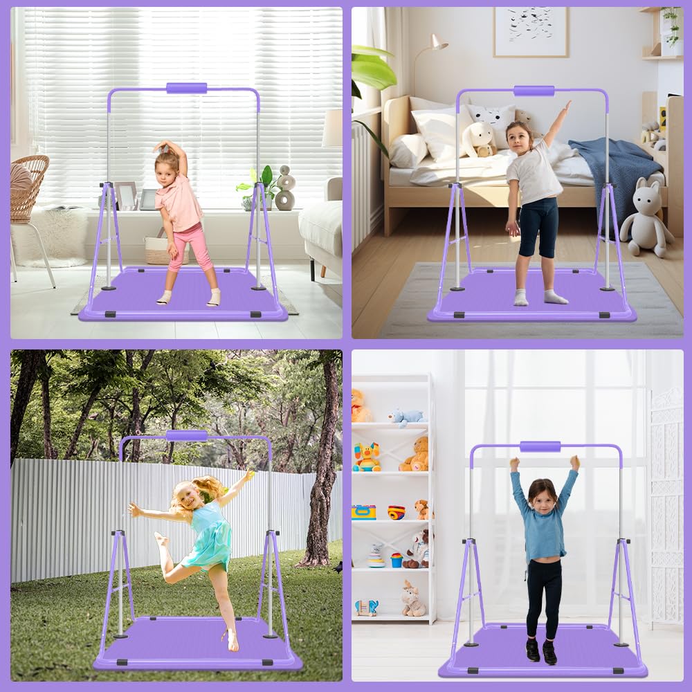 Gymnastics Bar for Kids, Adjustable Height Gymnastic Horizontal Bars with Mat, Folding Gymnastic Training Monkey Bars, Junior Expandable Training Kip Bar for Home 11 Gymnastics Bar for Kids, Adjustable Height Gymnastic Horizontal Bars with Mat, Folding Gymnastic Training Monkey Bars, Junior Expandable Training Kip Bar for Home - Image 9