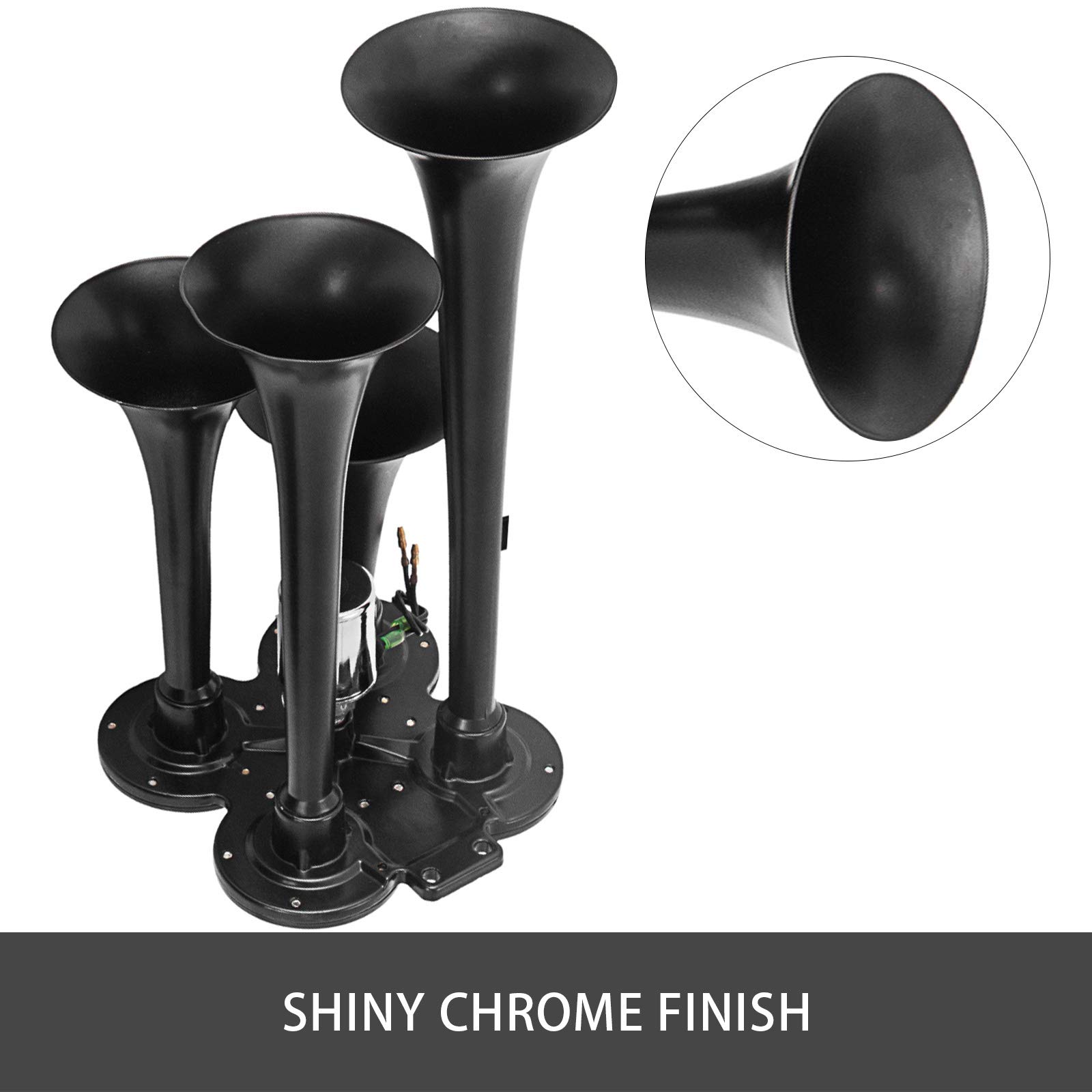 VEVOR 4 Trumpet Train Air Horn Kit 12V Air Compressor 150PSI Air Horn