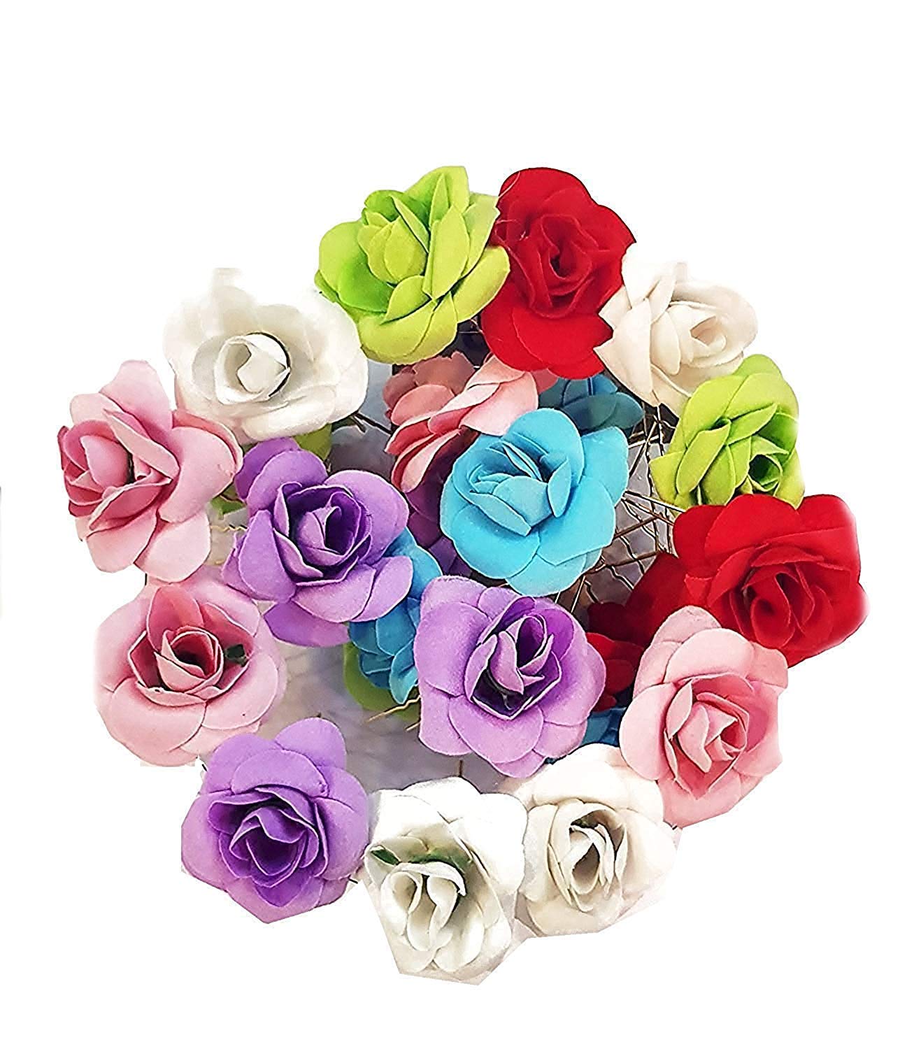 Multicolor Velvet Rose Flower Juda Pin Hair Accessories for Women 2