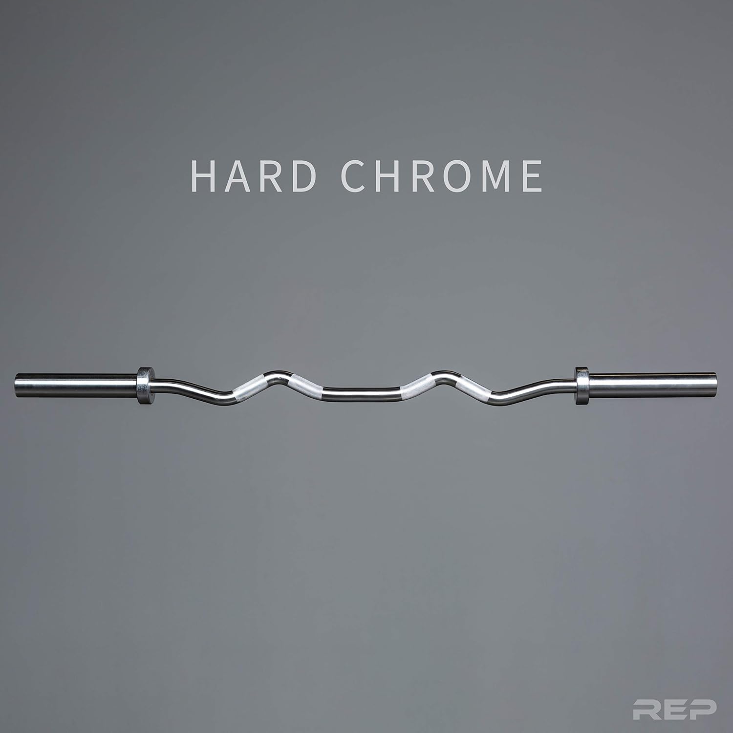Rep Fitness Hard Chrome EZ Curl Barbell with Choice of Rubber-Coated Olympic Weight Plate Set