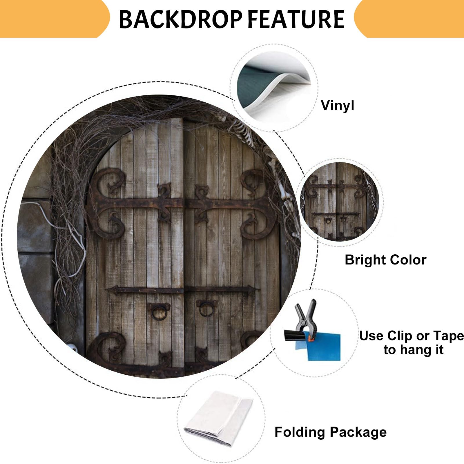 Medieval Castle Door & Greek Backdrop - Versatile Polyester Photography Background For Halloween, Portrait Booths & More - Home & Kitchen