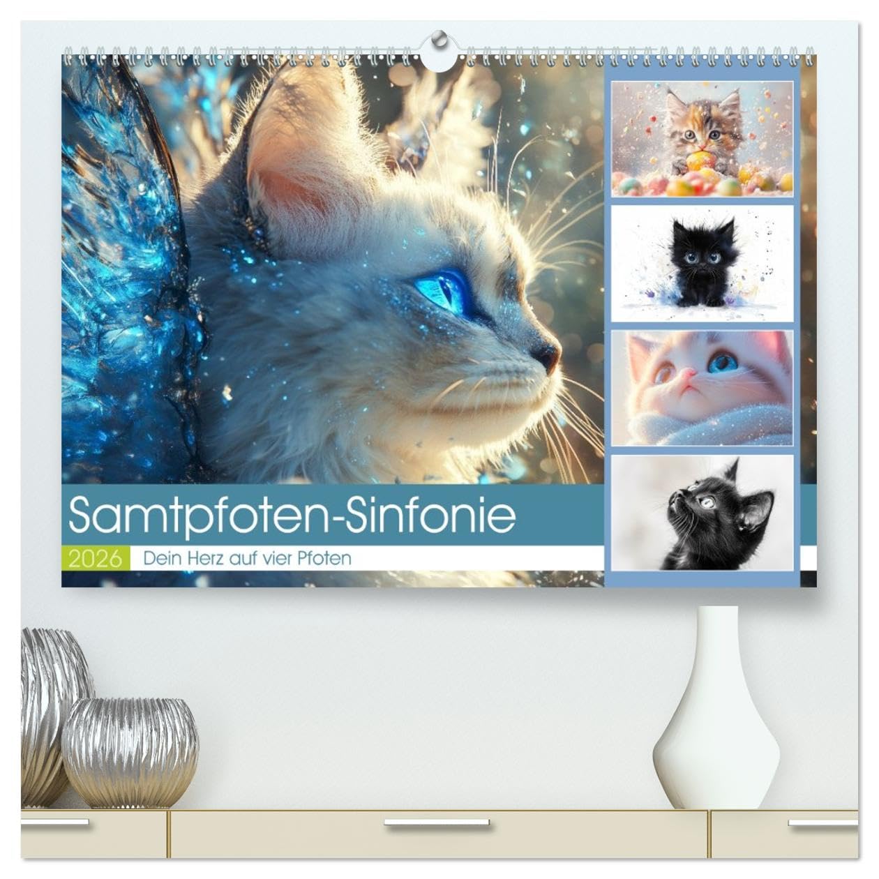 Samtpfoten-Sinfonie (hochwertiger Premium Wandkalender 2026 DIN A2 quer), Kunstdruck in Hochglanz: Katzen schenken Liebe ohne Worte, begleiten uns mit ... unsere Sorgen fort. (CALVENDO Tiere)