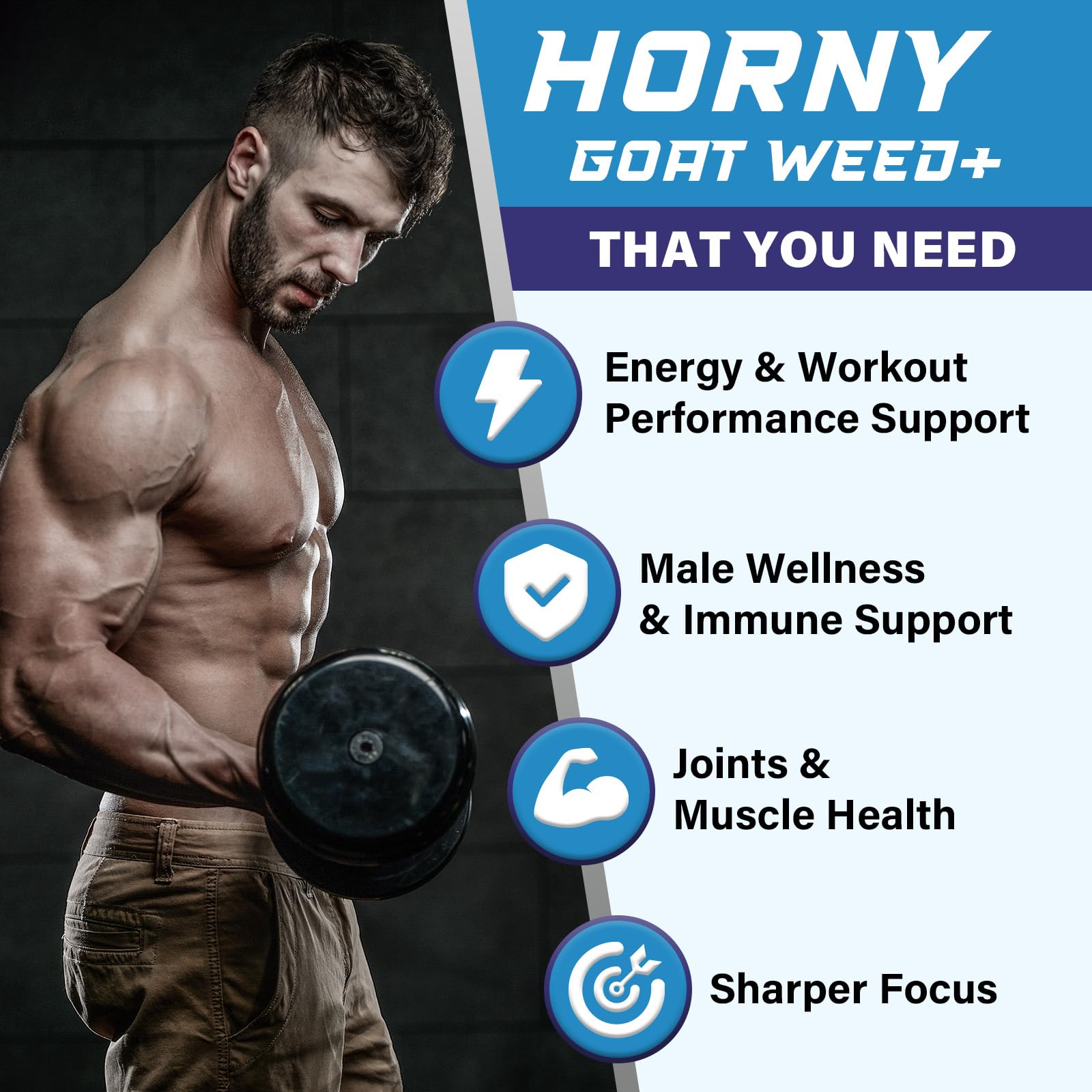 Hornygoatweed for Men, 12 in 1, Maca, Tongkat Ali, 60 Tablets — Amazon image 4