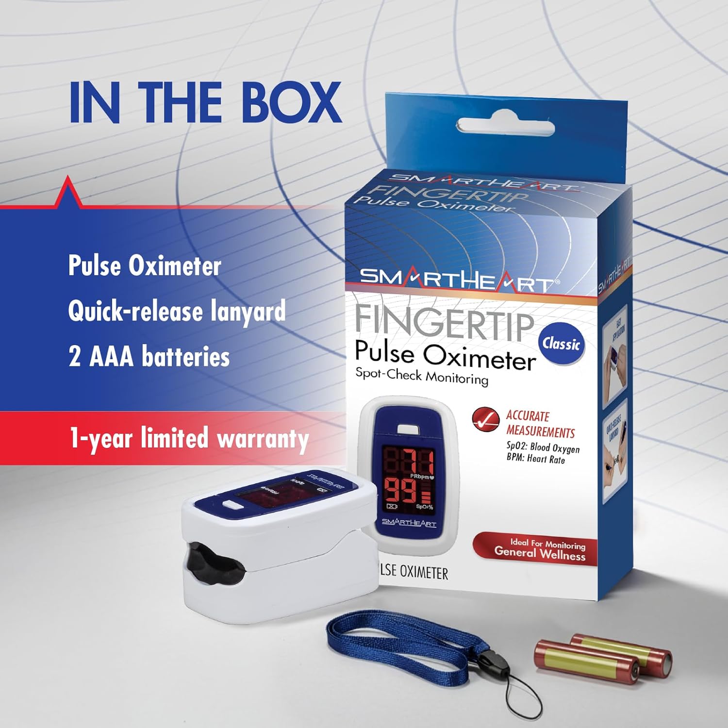 SmartHeart Fingertip Pulse Oximeter 1 Each 11-50K