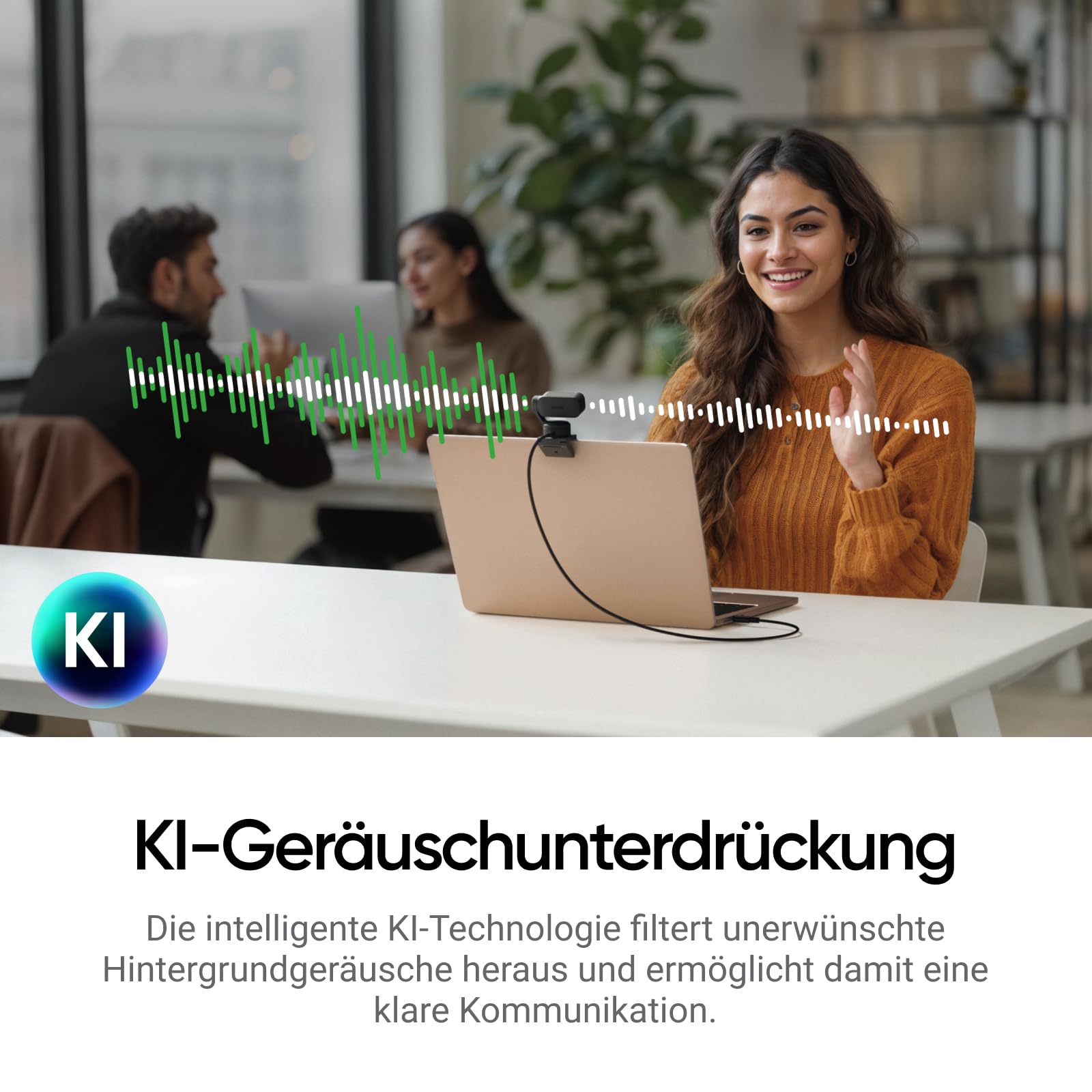 Insta360 Link 2 Standard Bundle 4K Webcam, 1/2" Sensor, KI-Tracking, HDR, Mikrofon mit KI-Geräuschunterdrückung, Gestenkontrolle