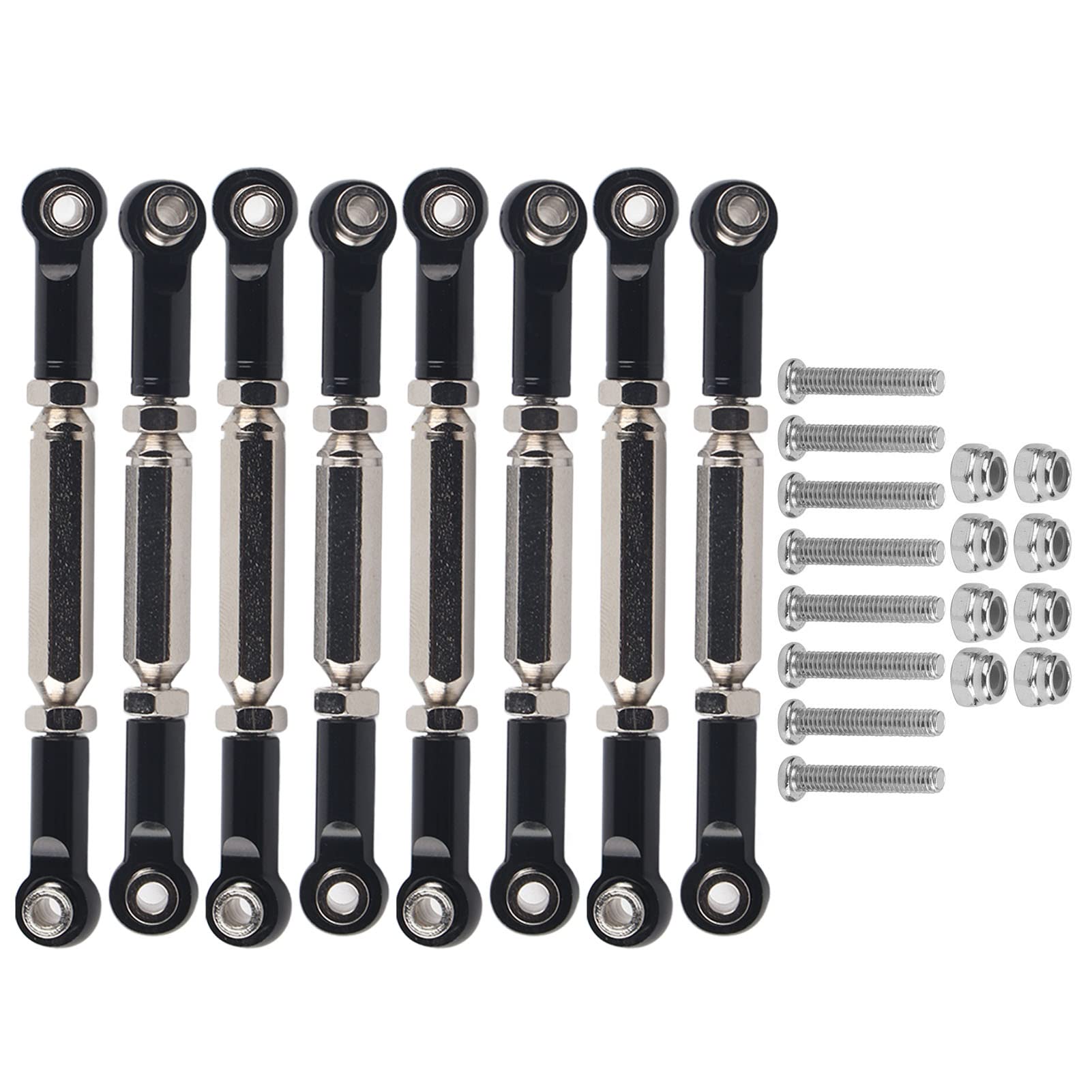 equlup RC Steering Pull Rod, Steering Servo Pull Rod Metal Linkage Arm Tie Rod Ends Connector Camber Link Steering Shaft Spare Parts Upgrade Accessories for WPL RC Car (Black)