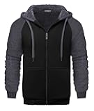 Men’s Fleece-Lined Zip Up Hoodie, Thick Hooded Jacket Winter Warm Athletic Sweatshirt