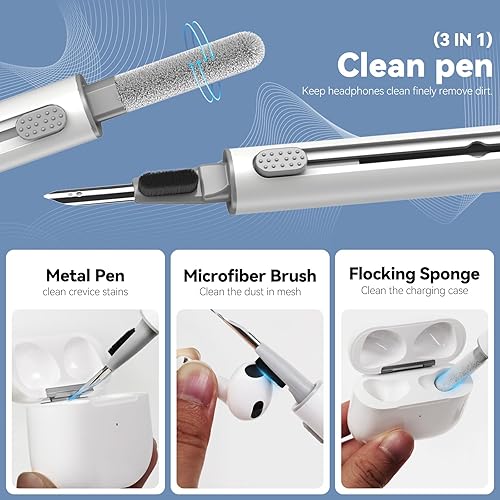Miniatura 5 de Kit de Limpieza para Airpods, Auriculares Bluetooth 3 en 1 Bolígrafo de Limpieza Multifunción y Masilla de Limpieza, para Puerto de Carga de