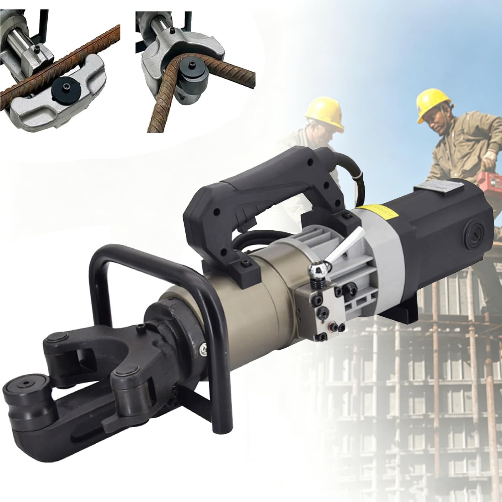 ZHZWwansuGE Electric Rebar Bender, 1200w Portable Hydraulic Rebar Bender, Bending: 0°–130° | Straightening: 110°, Bends 8–28mm Rebar, Steel Bars, Steel Rods B-22E
