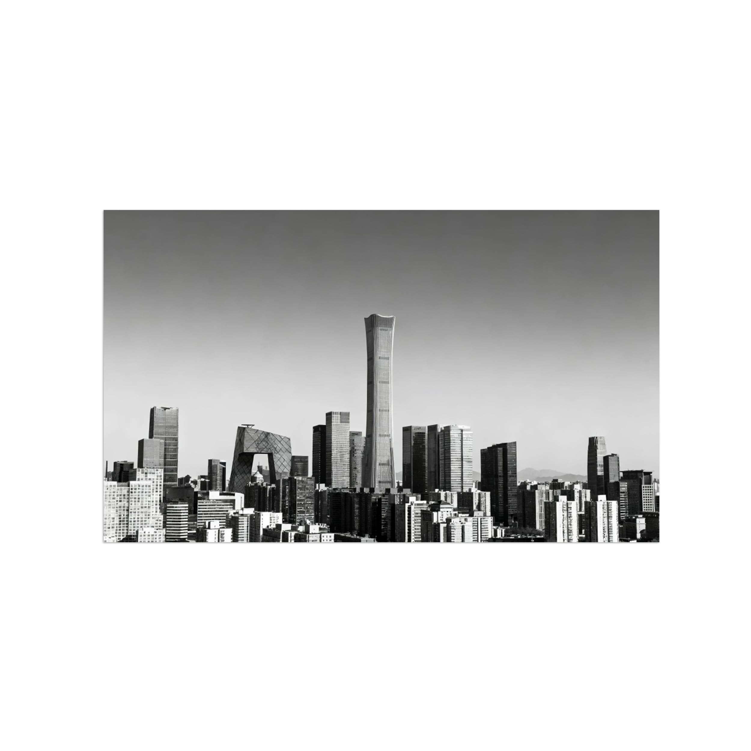 City Buildings Black White Landscape Wall Art Prints 30x50cm Unframed