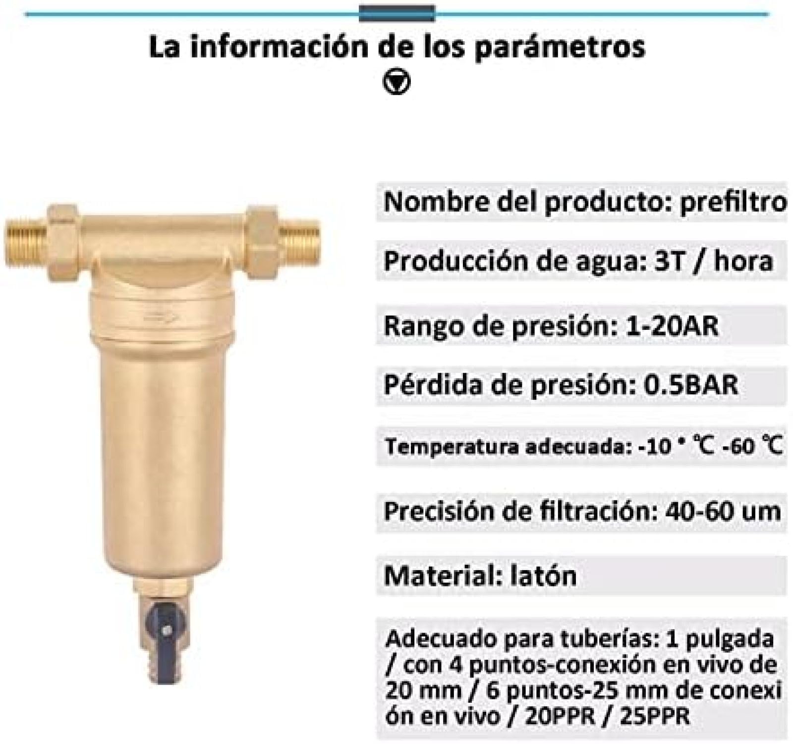 Préfiltre à eau en acier inoxydable pour tuyau d'eau de puits, système de filtre à eau chaude de 40 microns pour purification de toute la maison