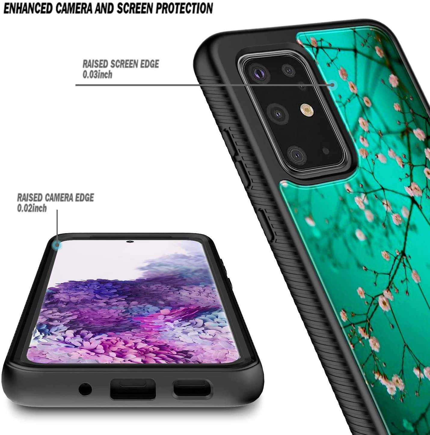 NZND Case for Samsung Galaxy S20/S20 5G, Full-Body Protective Shockproof Rugged Bumper Cover (Without Screen Protector), Support Wireless Charging, Impact Resist Case Cover -Plum Blossom