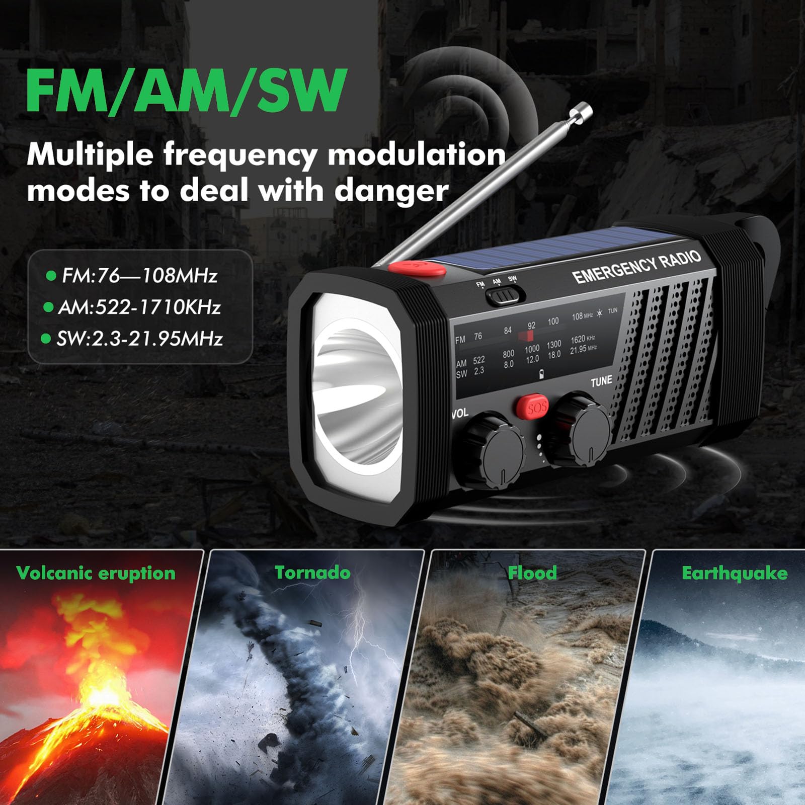 Kit de Supervivencia,Equipo de Supervivencia para Actividades al Aire Libre con Radio Solar de Emergencia,para Camping, Senderismo(Bandolera)