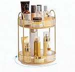 Rotating Makeup Organizer, 2 Tier Large Capacity Perfume Organizer, Cosmetic Organizer for Vanity Bathroom Bedroom