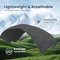 Vista 6 de Cozy Bliss x Sorona® Viscose Natural Fiber Cooling Comforter Twin Size, Reversible Silky Smooth Cooling Blanket with Q-Max＞0.45 for Hot Sleepers &