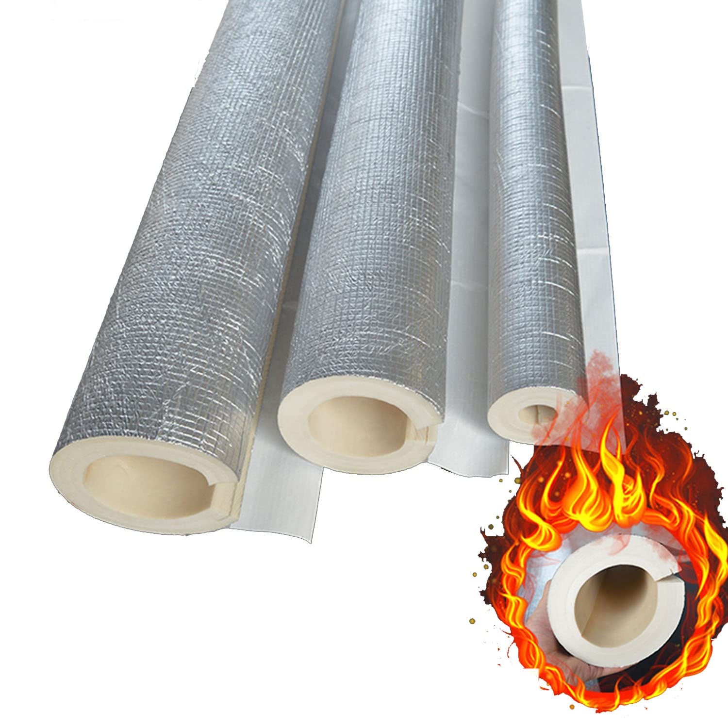AEMIN 1mTubería De Espuma para Aislamiento De Tuberías, Capa De Aislamiento De Tuberías para Exteriores, Coquilla Aislante De Papel De Aluminio Autoadhesivo(ID34mmx30mm) (Size : ID219mmx30mm)