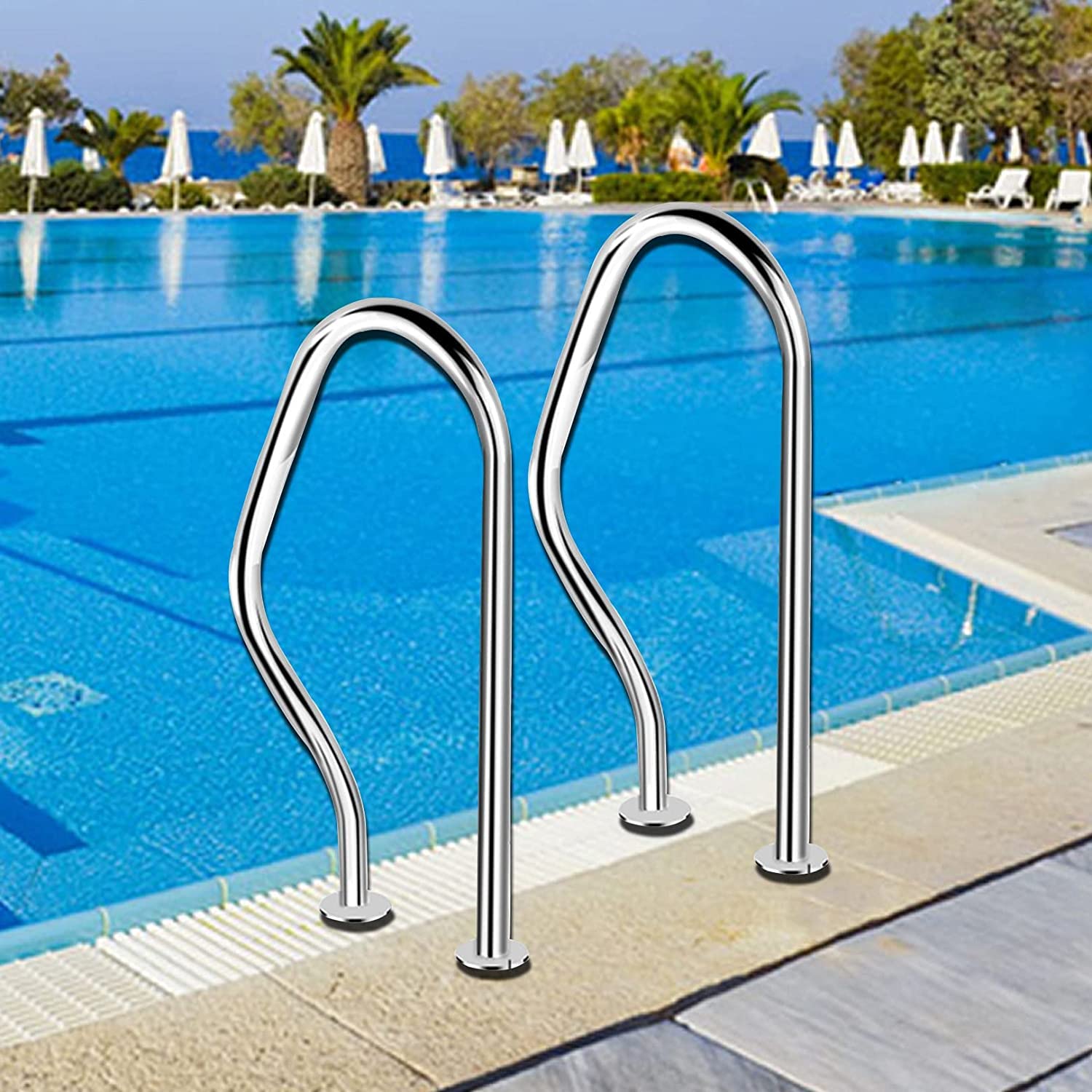 Pool Hand Rail Pool Rail Pool Railing 1 Pack Pool Safety Handrails Pool Railing Swimming Pool Hand Rail Quick Mounted 304 Stainless Steel Pool Stair Rail
