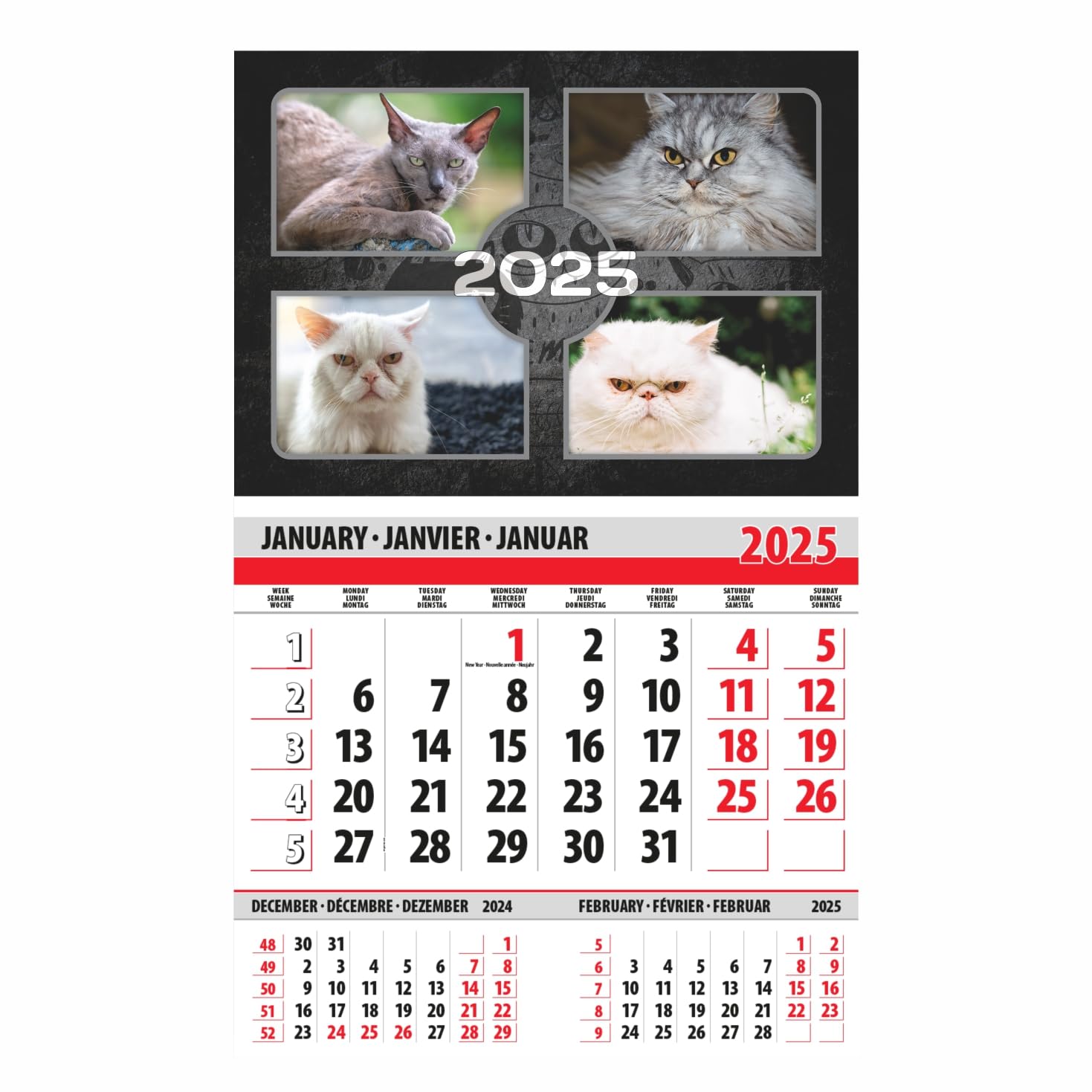 lepni.me Angry Cat Calendar 2026 1 Month View, 1 Month For Family