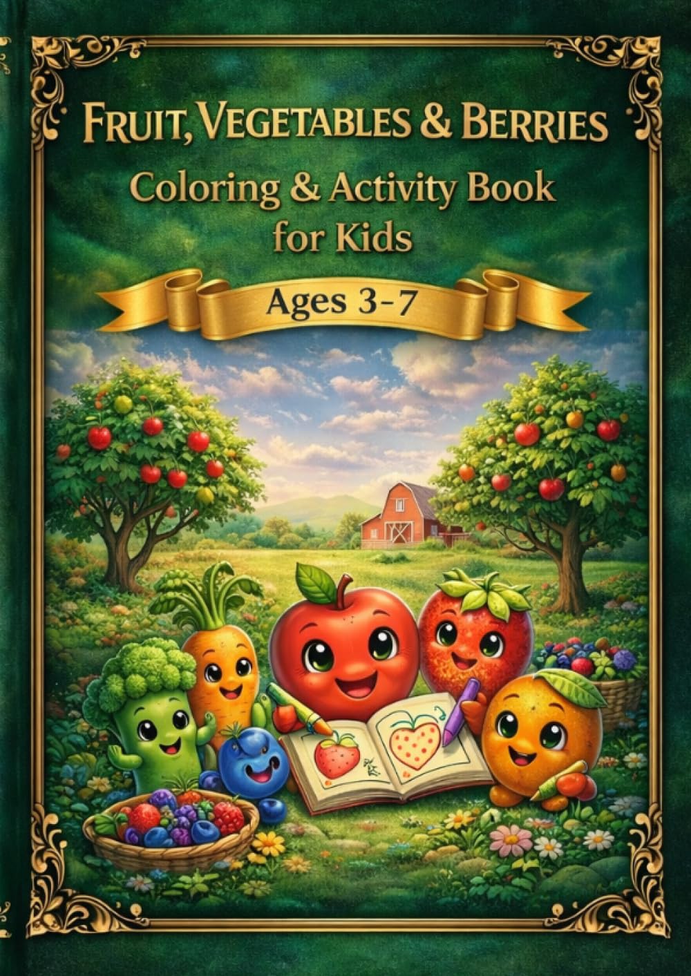 Fruits, Vegetables & Berries Coloring Book: For Kids Ages 3–7