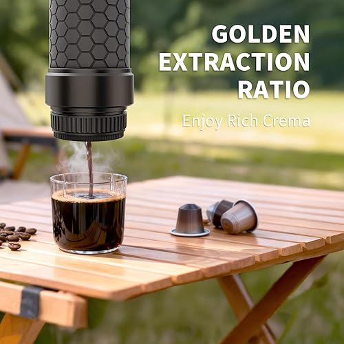 Miniatura 3 de Máquina de café expreso manual, cafetera portátil de 15 bares para café molido y cápsulas NS, preparación 4 en 1 para café expreso por goteo en