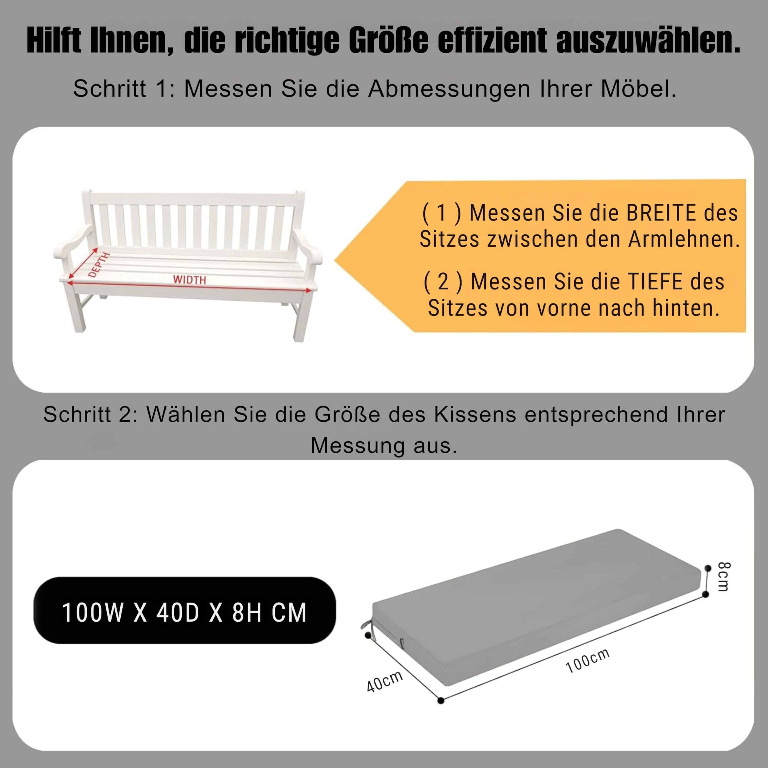 Cuscino Terrazza Comodo Grigio Pcevathiy Cuscino Per Panca Personalizzati, Cuscini Su Isura Con Fondo Cuscino Per Panchina 100x40 Cm