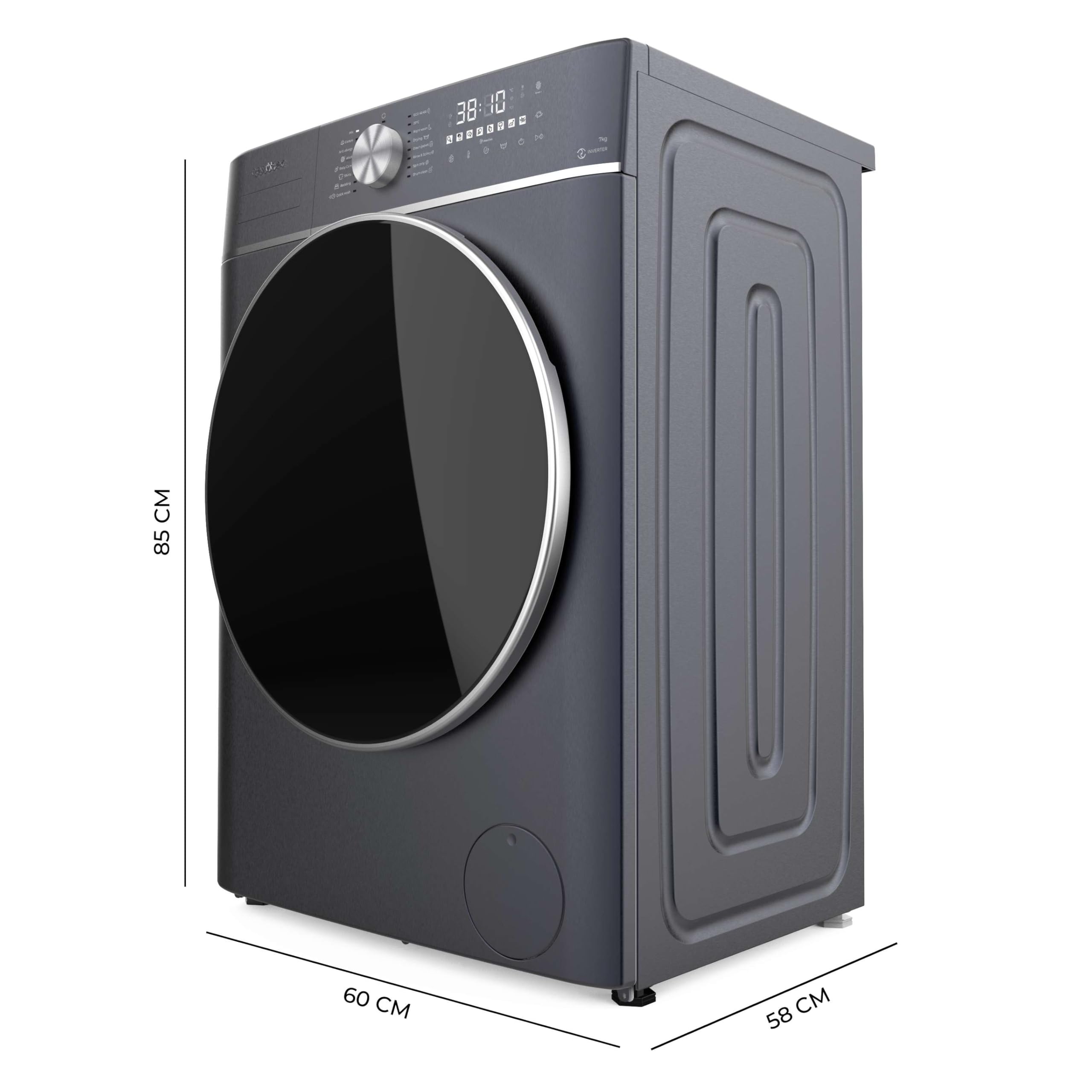 Cecotec Lave-linge Séchant 10Kg + 6Kg Chargement Frontal Bolero Wash&Dry 10680 Inverter Titanium A. 1400 tr/min, 16 Programmes, Moteur Inverter Plus, Basse Consommation, OnSmart, Joint Antibactérien