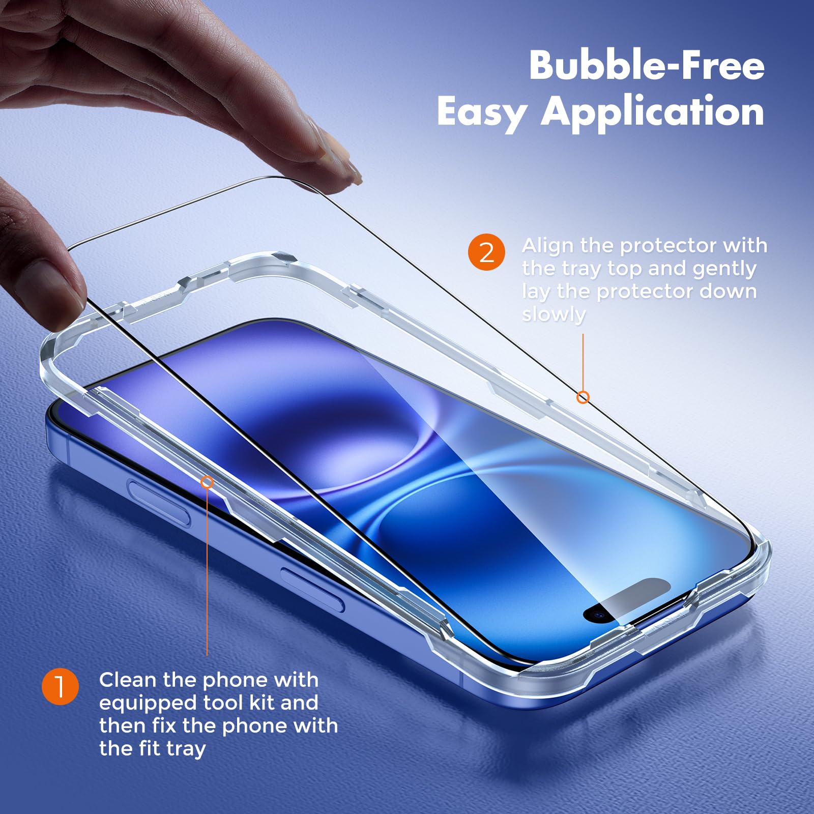 Condition photo showing New/Like New for unbreakcable for iphone 16 screen protector, 3-pack full coverage tempered glass [military grade shatterproof] [9h hardness] [easy installation frame] [bubble free] for iphone 16 6.1"