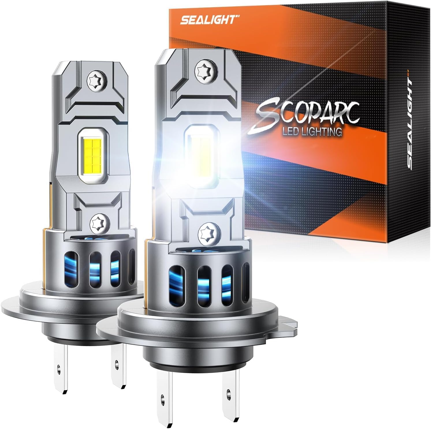 SEALIGHT S2S H7 LED Bulbs, 70,000LM Super Brighter, 6500K Pure White Ampoule H7 Bulbs with
