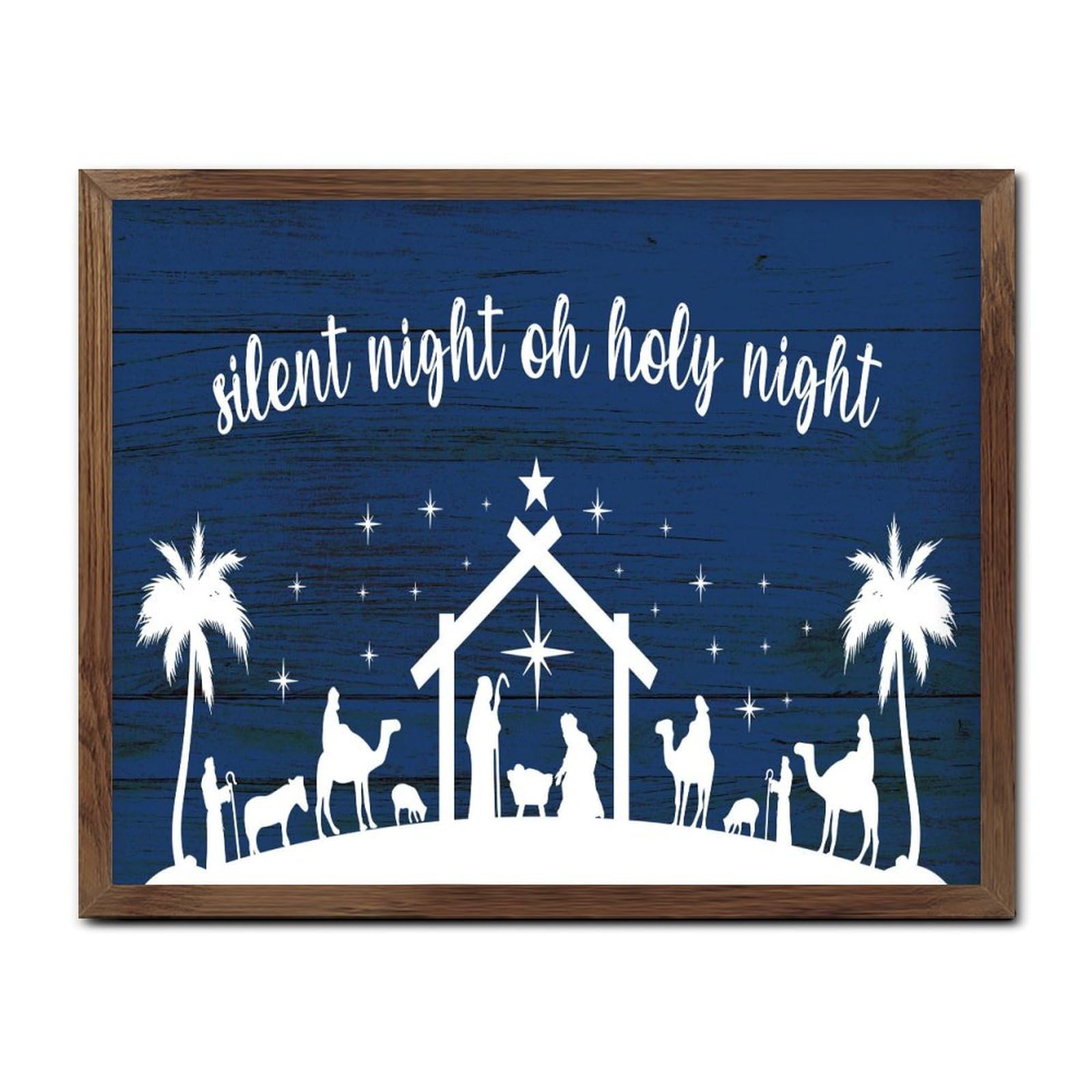 Décoration rustique scène de Noël avec panneau rétro en bois établi 40,6x50,8 cm