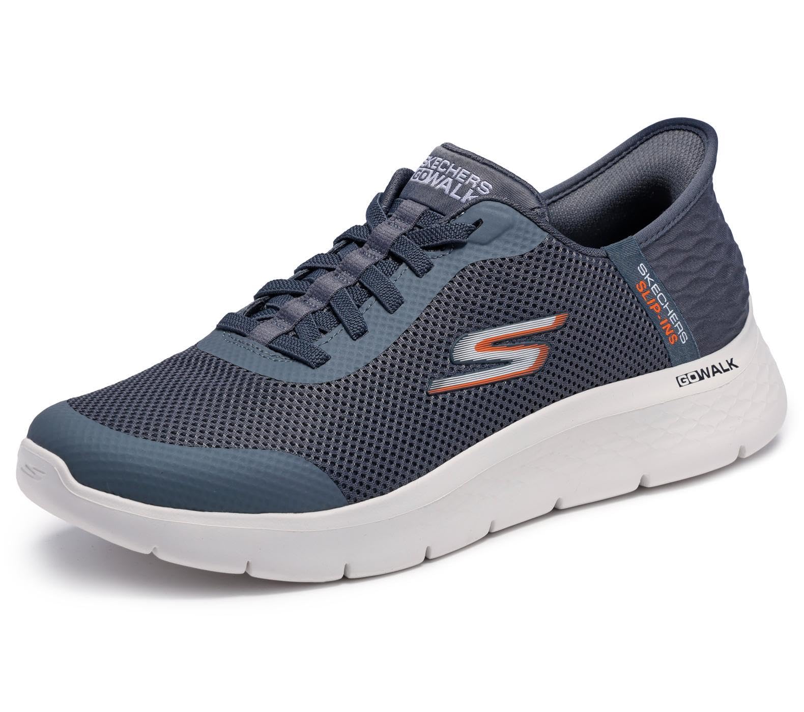 Skechers Hombre Go Walk Flex Hands Up Slip-In ENTRENADOR, Grey Textile/Synthetic, 42.5 EU