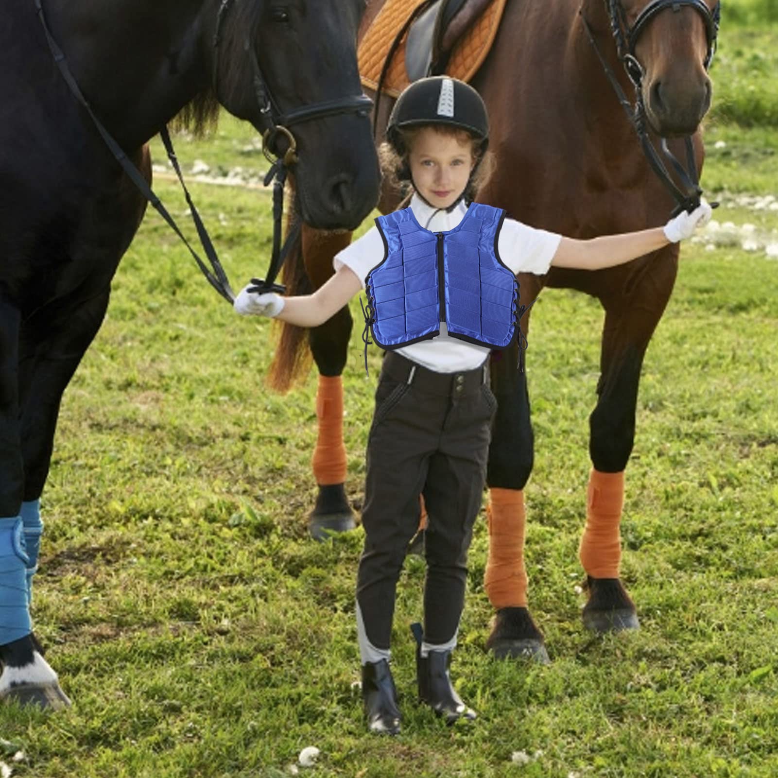 Cyrank Kids Equestrian Vest, Nylon Foam Padded Equestrian Protective Vest Horse Riding Body Protector Zipper Protector Gear Waistcoat(CL)