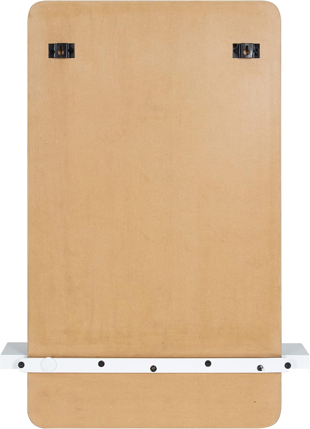 Kate and Laurel Fossett Frameless Rectangle Wall Mirror; 18 x 30; White; Decorative Functional Mirror with Shelf for Storage and Display