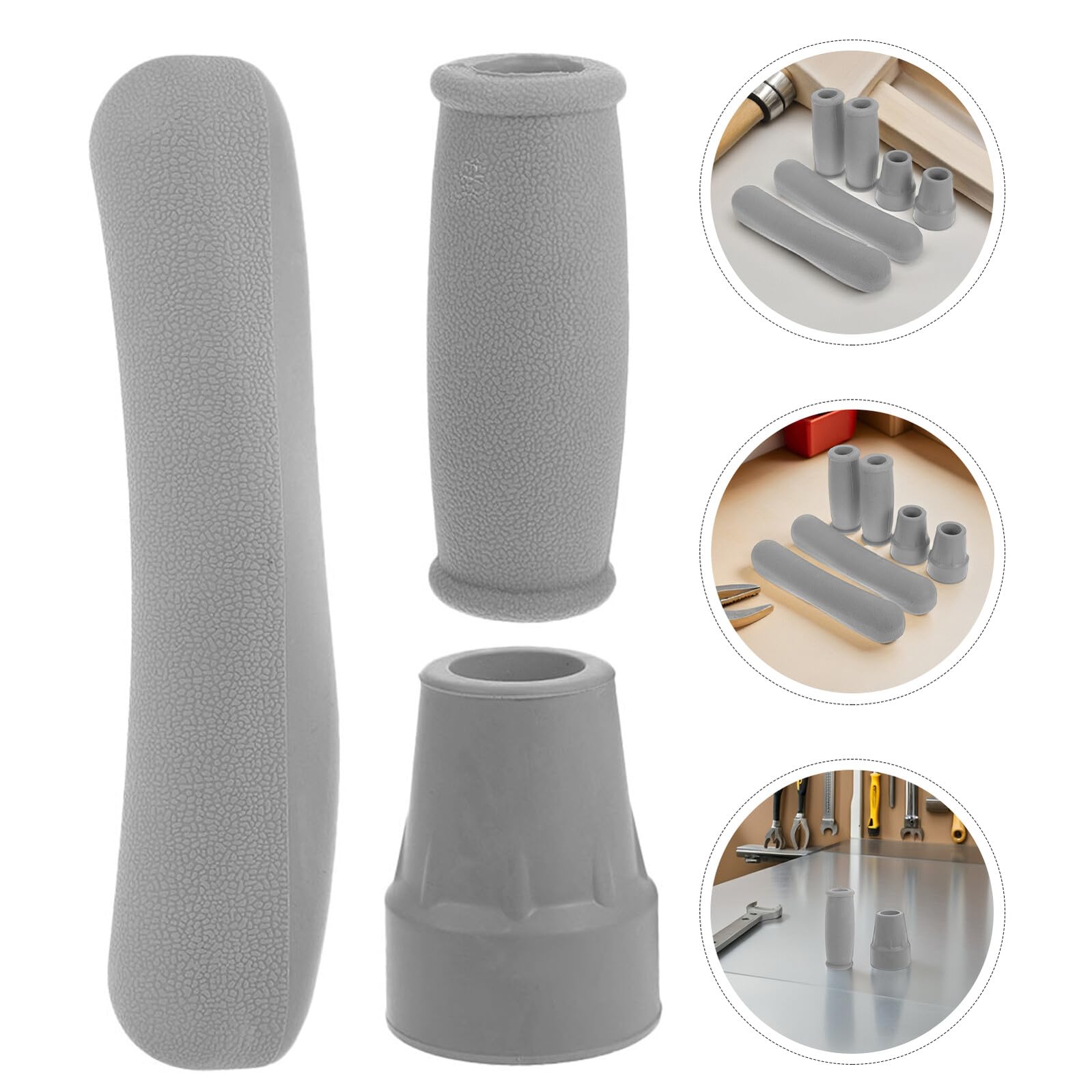 Set 12 Pezzi Accessori per Stampelle e Bastoni da Passeggio Cuscinetti Imbottiti Ascellari Antiscivolo Punte in Gomma per Stabilità e Impugnature Ergonomiche Ricambi per