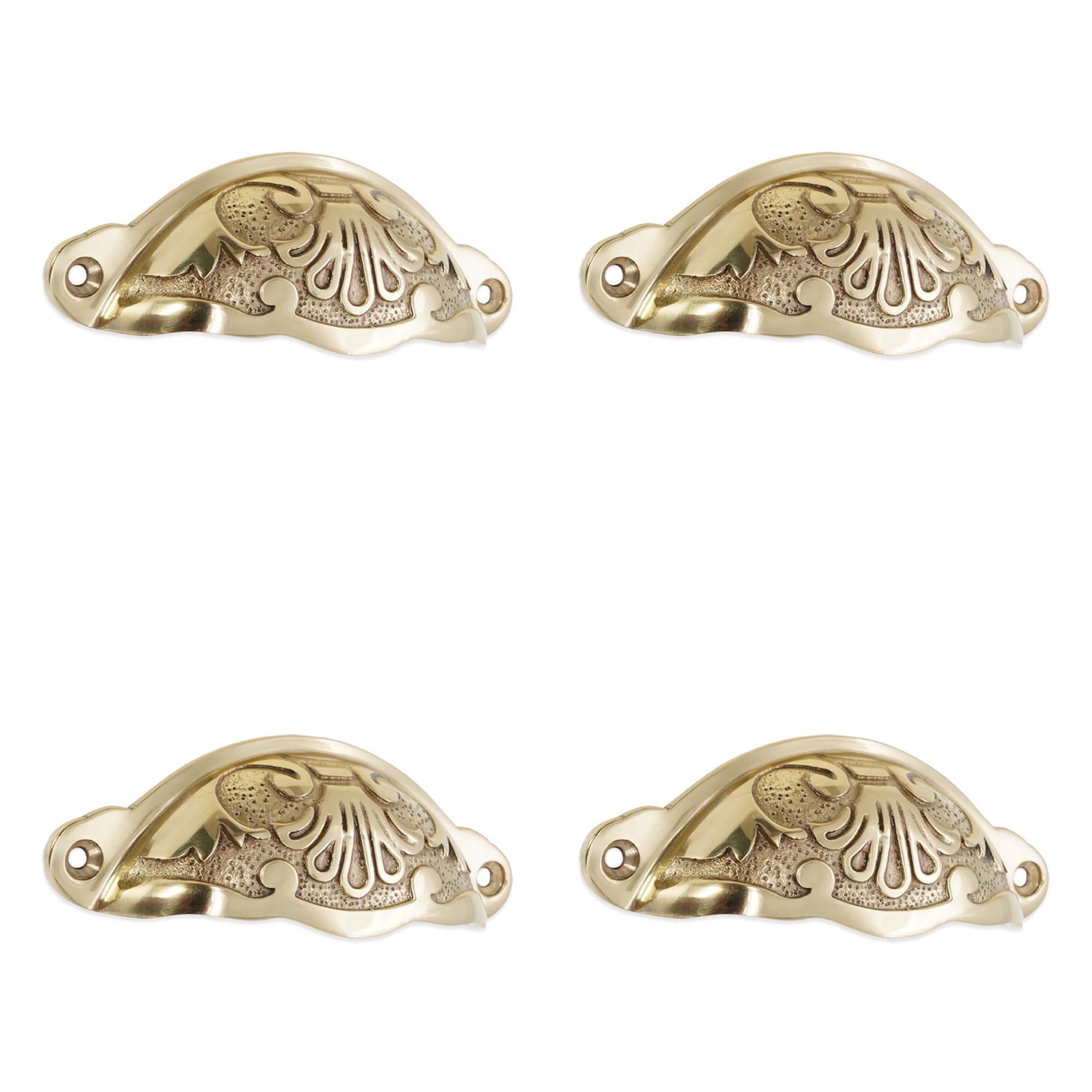 Infinity Decor Paquete de 4 tiradores de latón macizo con acabado de latón pulido adecuado para armarios de cocina, cajones, puertas de muebles, 100 mm