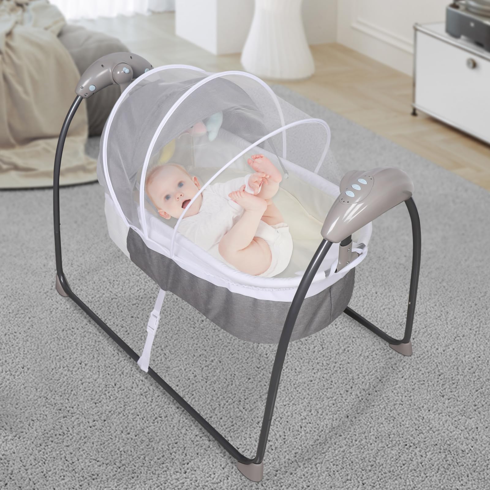 Elektrische Babywiege mit Schaukelfunktion tragbares Schaukelbett für Babys zum Einsatz zu Hause und auf Reisen