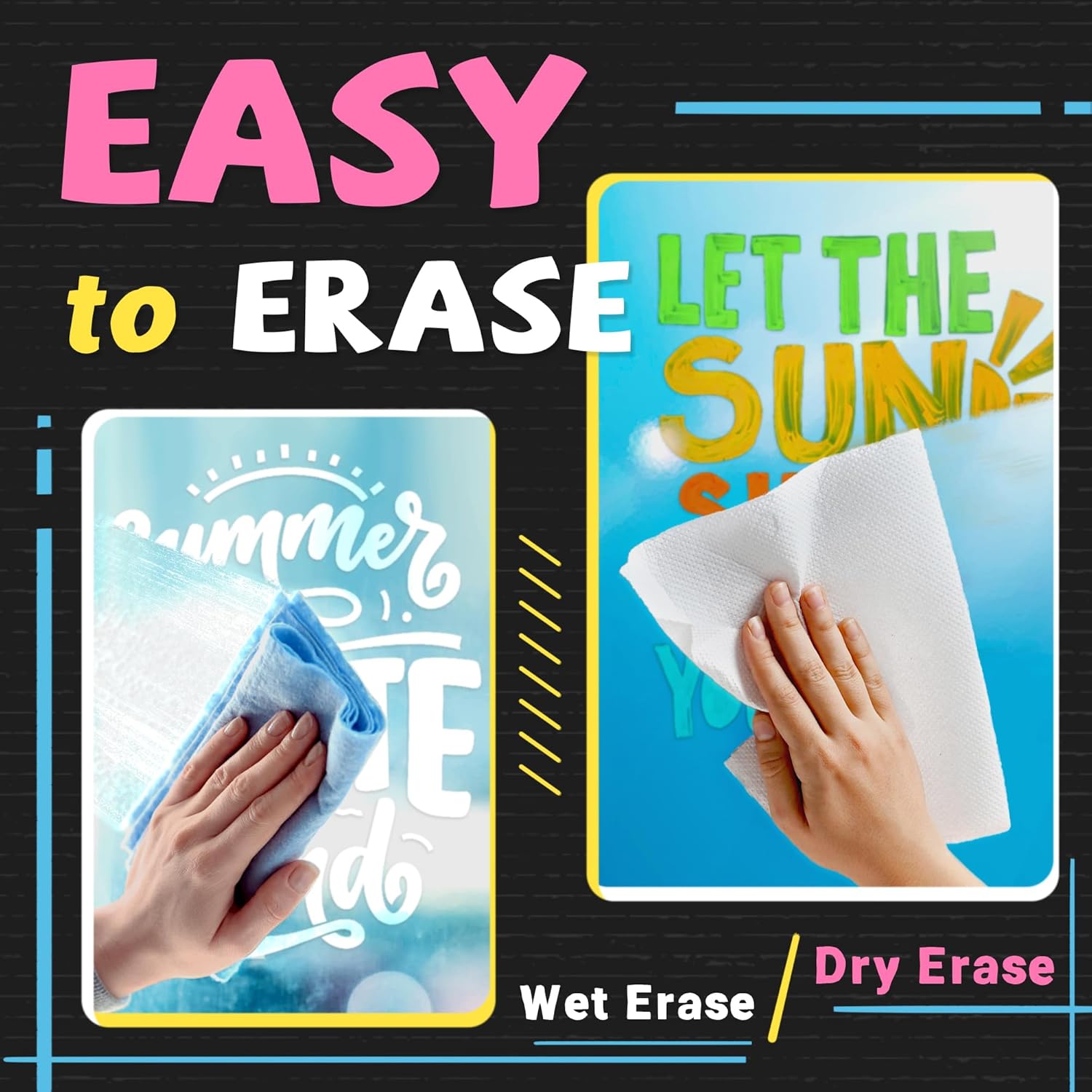 Window Chalk Markers for Glass Washable, 10 Colors Jumbo Liquid Chalk Marker with 10mm 3 in 1 Nib Thick Wide Tips, Big Chalkboard Markers, Car Paint Pen for Auto, Bistro, Mirror, Poster, Blackboards - Image 5