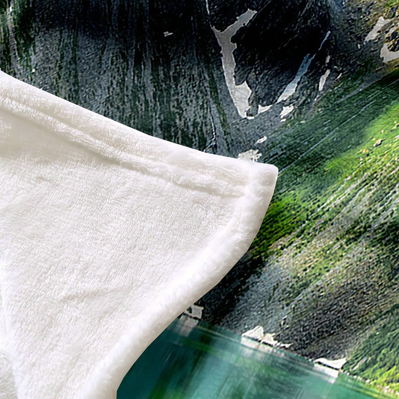 Aeici Couverture Polaire, Couverture Enfant Polaire Couverture 150x200 cm Montagne Neige Lac Couverture Canapé Cadeau pour Adultes et Enfants