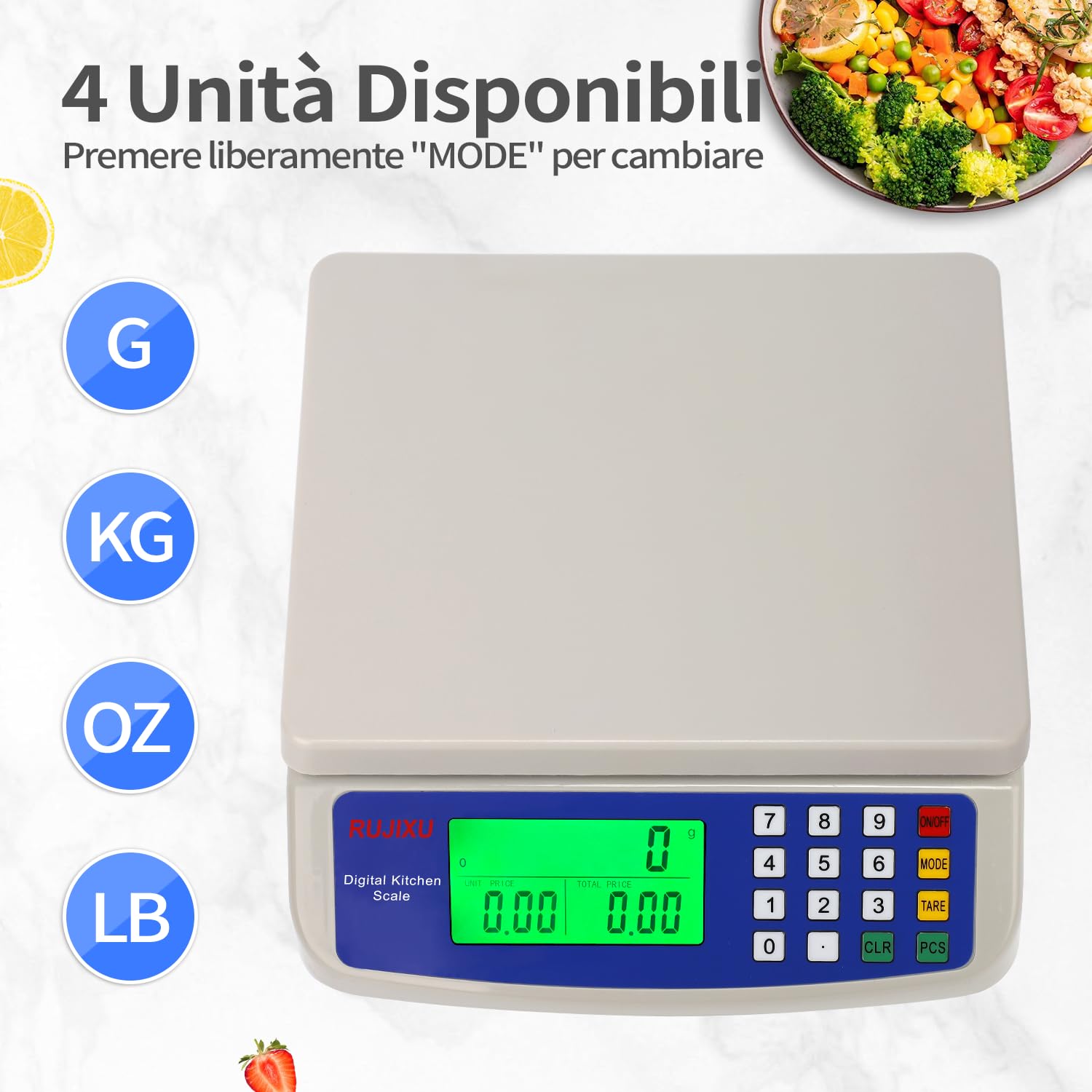 Bilancia digitale da cucina 30kg Bilancia da Cucina Elettronica Precisione con Funzione PCS Tare Plastica ABS Display LCD Peso Cucina bilance Fatturazione professionali