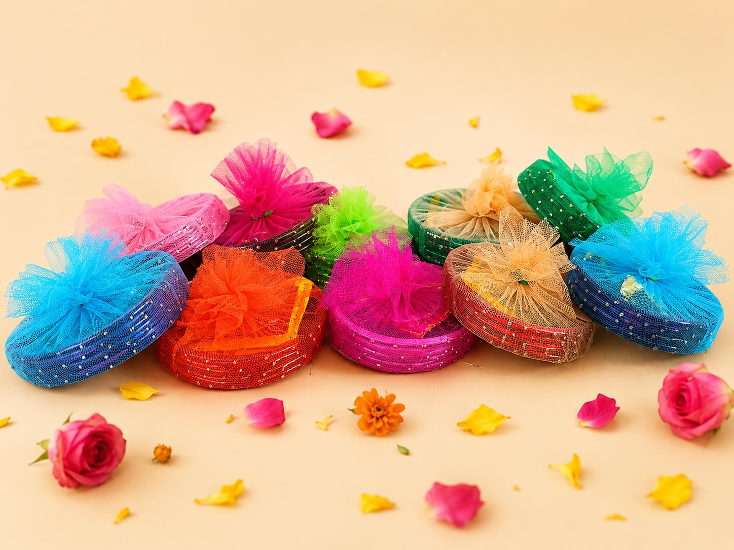Haldi Kumkum Return Gifts Set of 10 – Pasupu Kumkuma/Manjal Kumkum Packets with Bangles | Traditional Pooja Return Gift for Ladies | Haldi Kunku Gift for Navratri, Varalakshmi Vratham-image-13