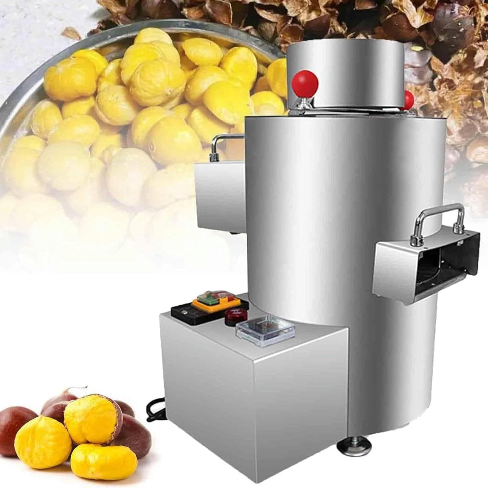 Pelador eléctrico de castañas, herramienta automática de pelado de acero inoxidable con capacidad de 200 kg/h, 220 V para uso comercial