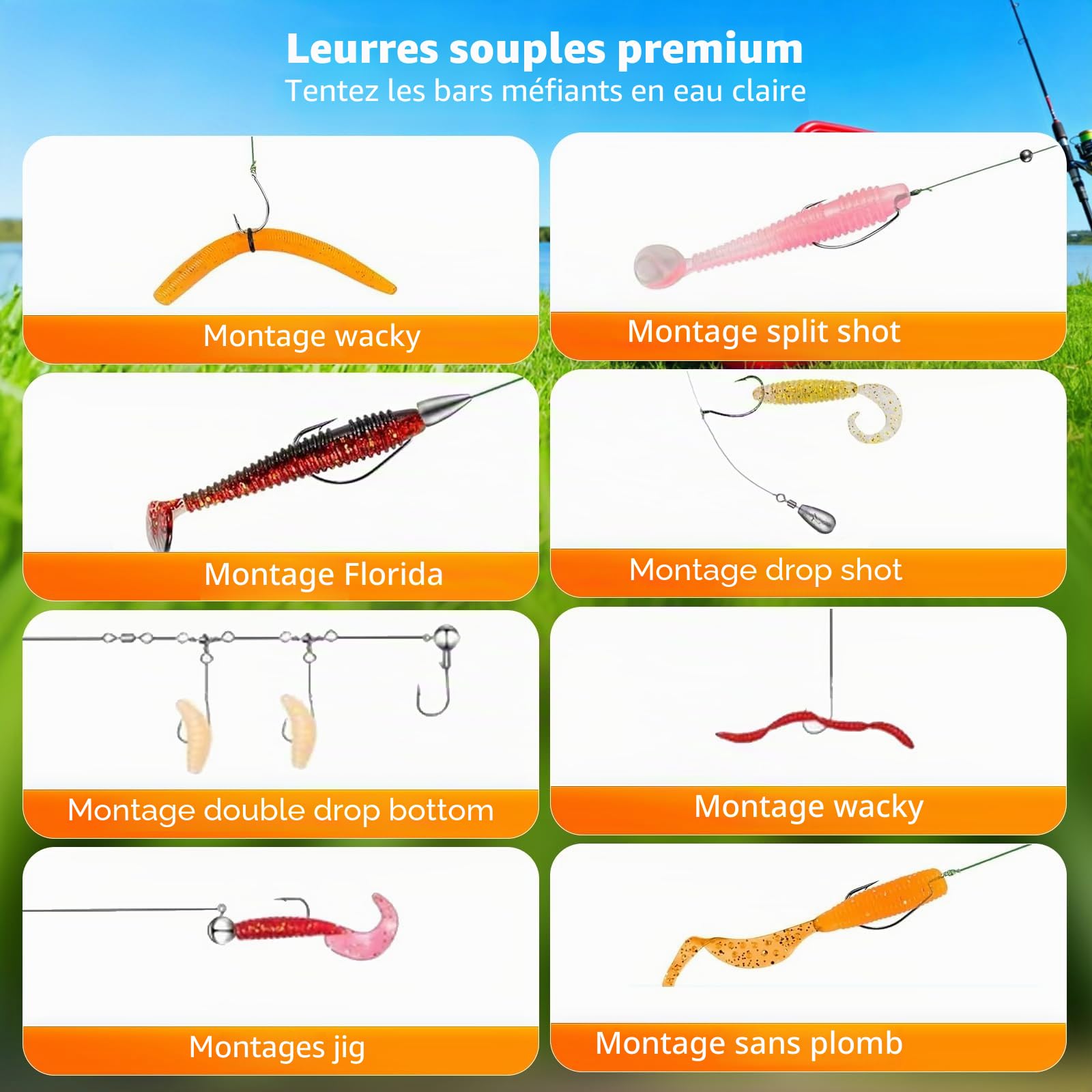 Lot de 314 accessoires de pêche avec boîte à appâts, kit d'appâts de pêche et kit d'outils avec clips à lèvres, extracteur d'hameçon, cuillère, cuillère, spinner, jigs, équipement de pêche pour
