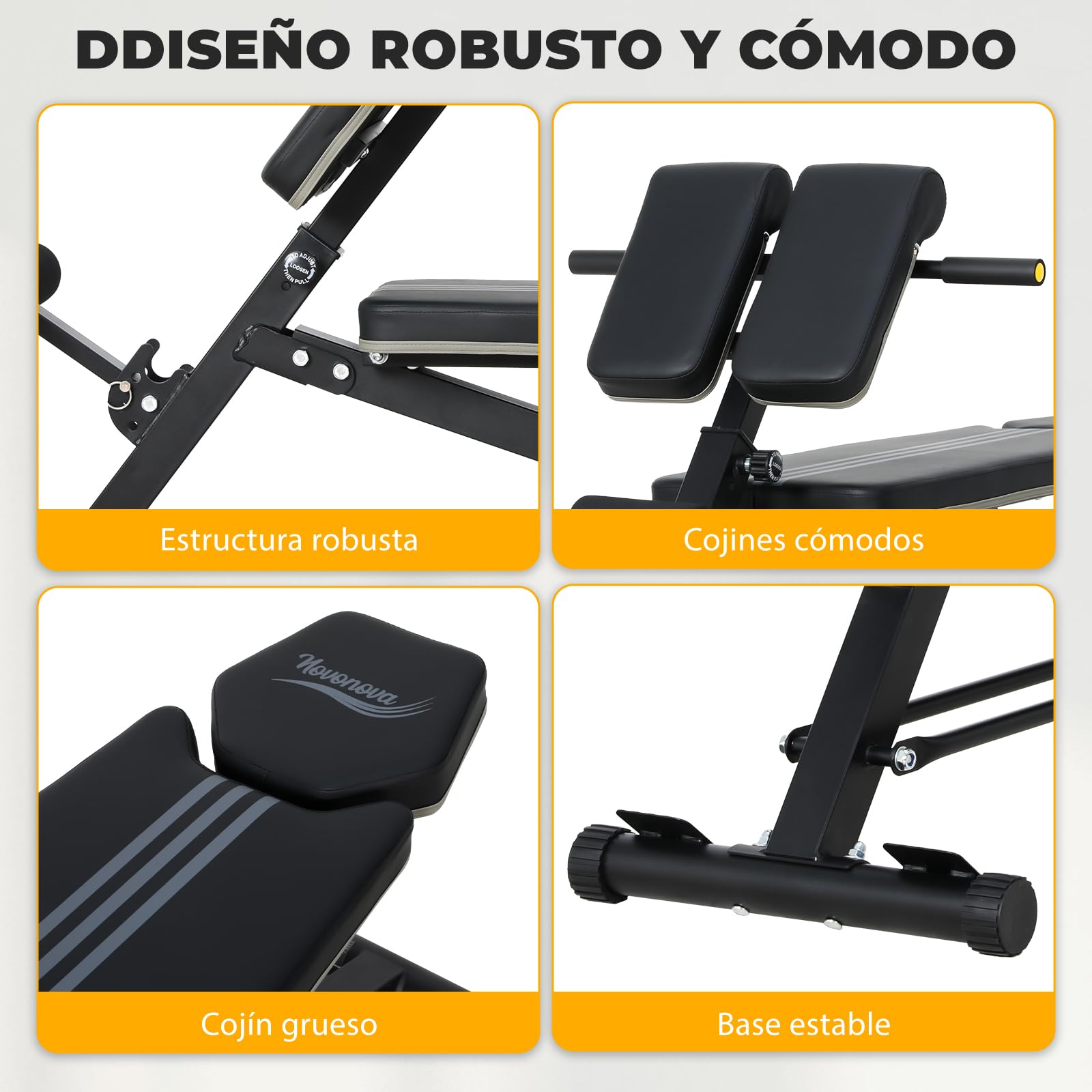 Banco Musculación con Respaldo Reclinable de 3 Posiciones, Silla Romana altura ajustable, Banco De Pesas Piezas ajustable, Banco Abdominales,Banco Plano Max.120kg