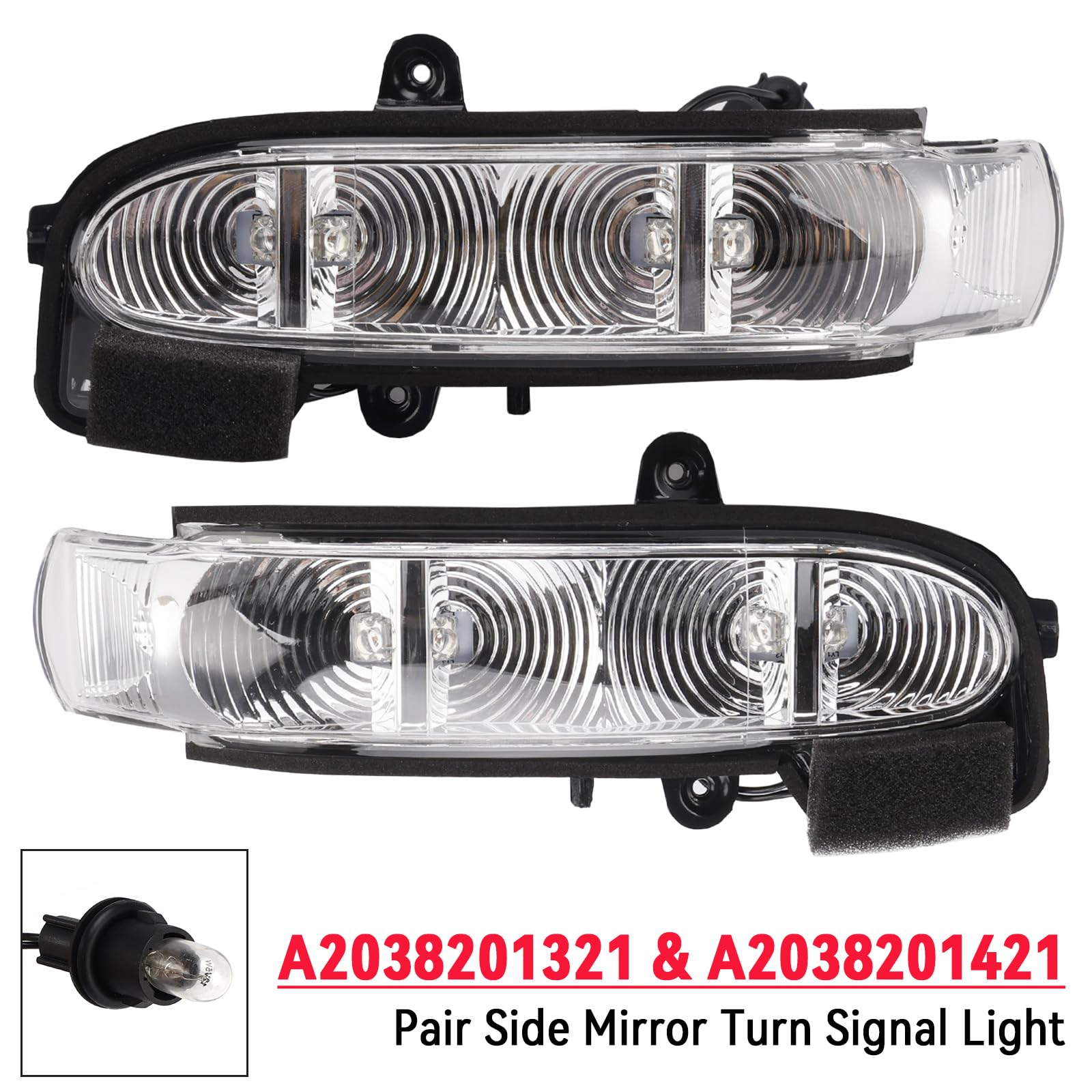 Topteng Pair Side Mirror Turn Signal Light A2038201321 A2038201421 fit für Mercedes-Benz E-Class W211 S211 2002-2006 Facelift, G-Class W463 Facelift