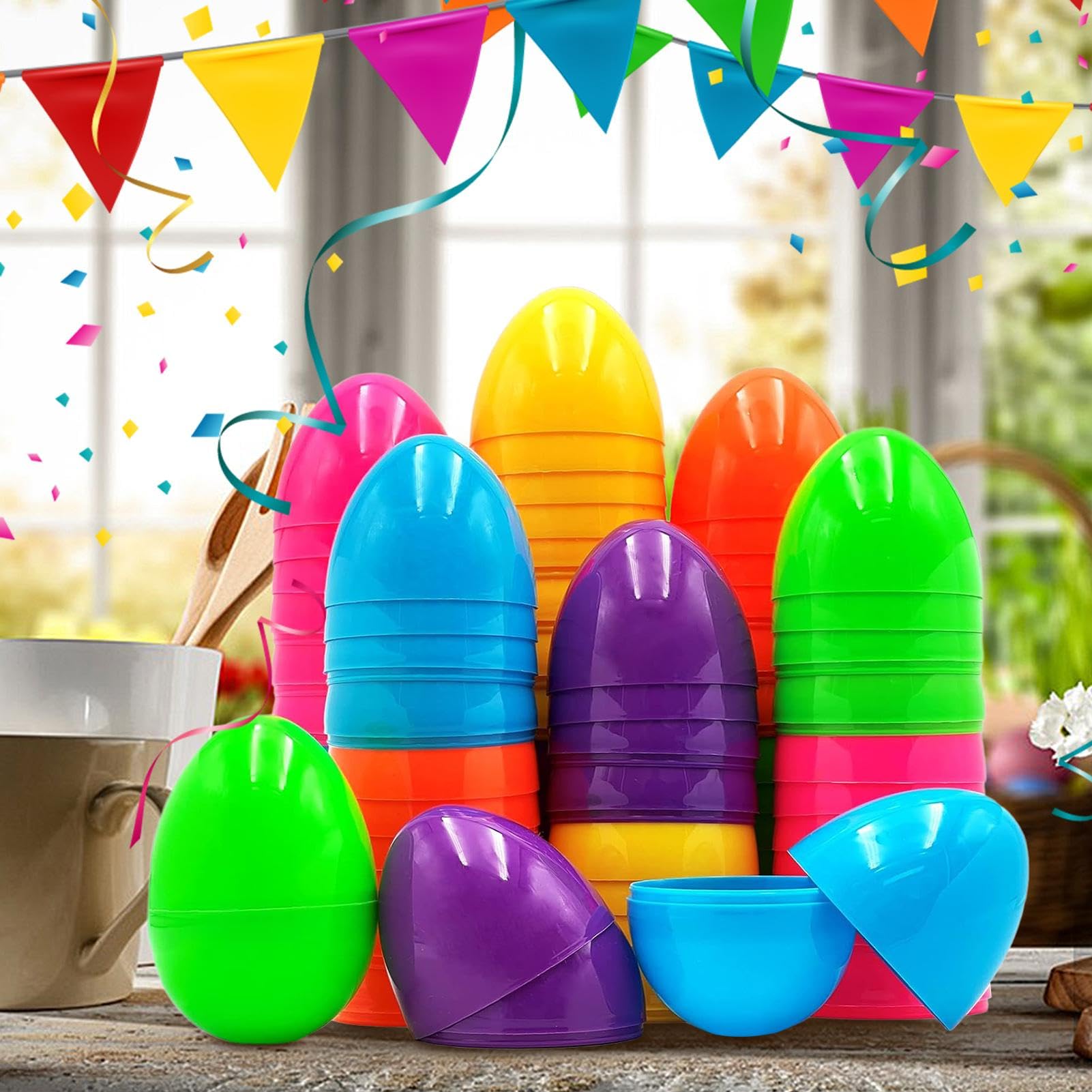 Luclay Lot De 50 Œufs De Pâques Colorés En Plastique à Remplir - Chasse Aux Œufs Enfants