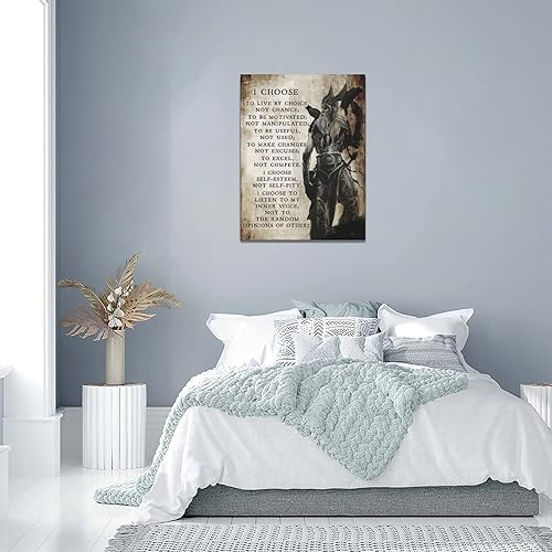 Miniatura 6 de Arte de pared de guerrero vikingo samurái, decoración de pared con texto en inglés "I Choose to Live by Choice" con citas inspiradoras en lienzo,